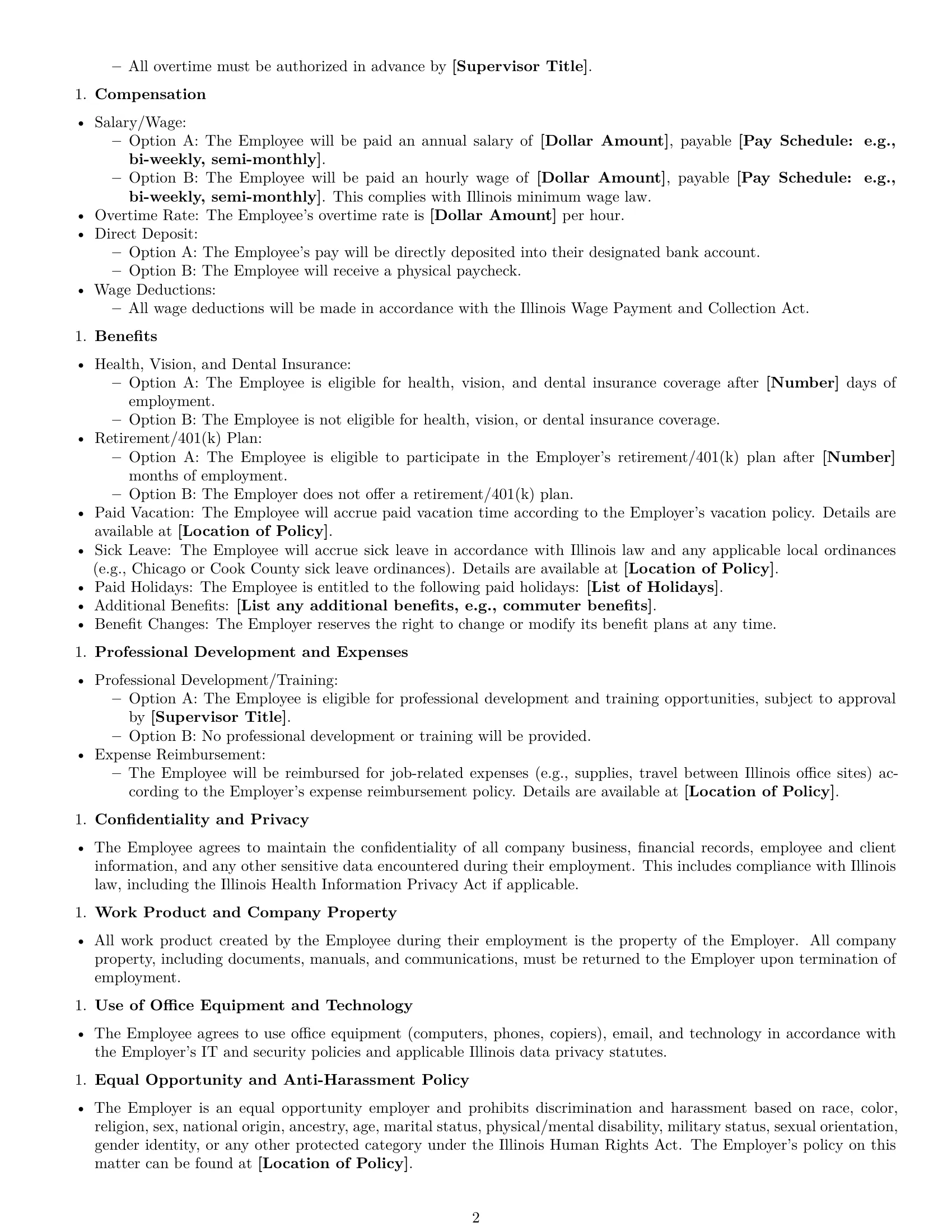 Preview page 2 of Free Illinois office assistant employment contract template