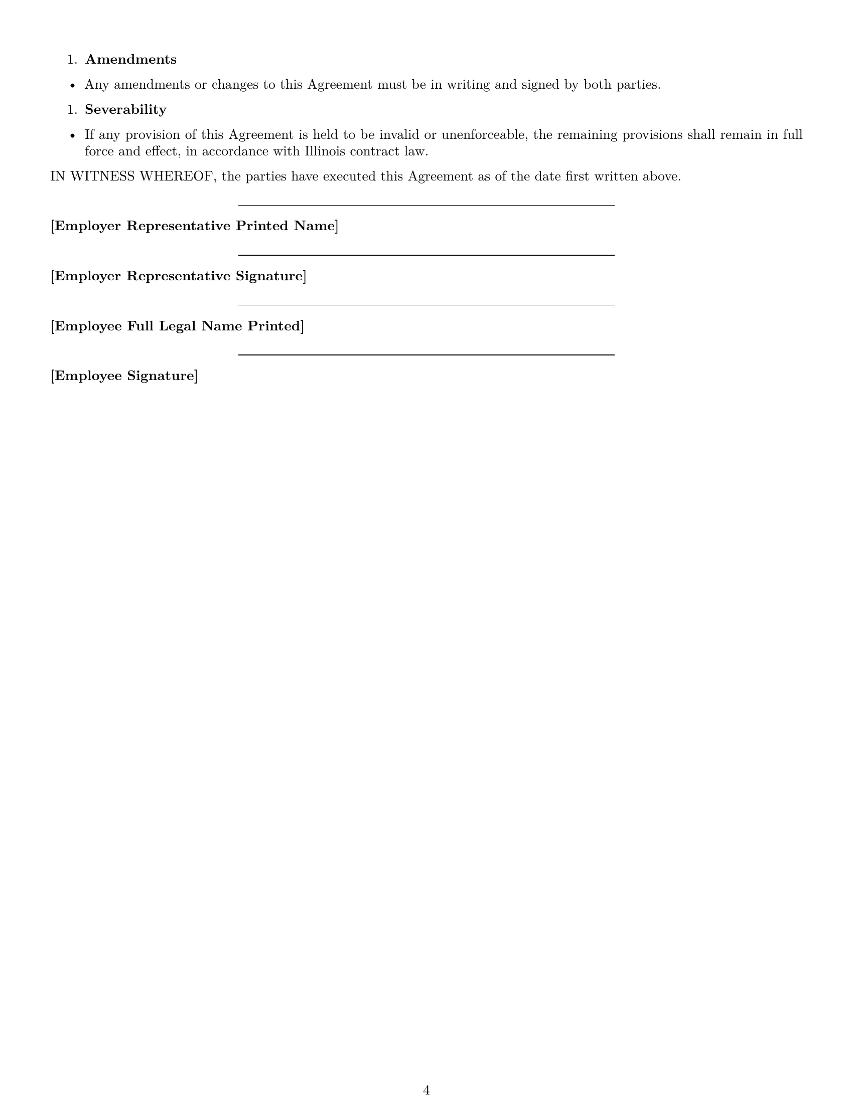 Preview page 4 of Free Illinois office assistant employment contract template