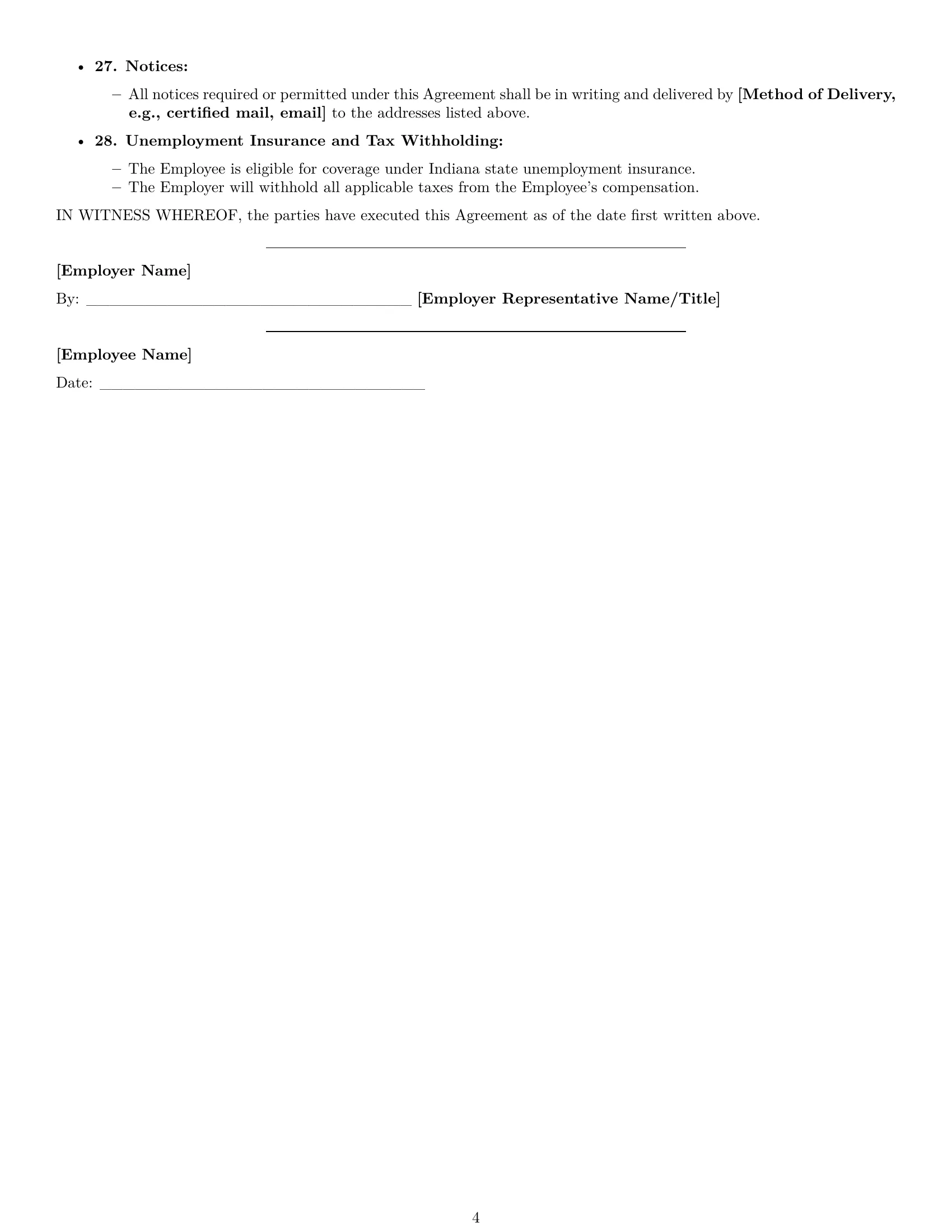 Preview page 4 of Free Indiana office assistant employment contract template