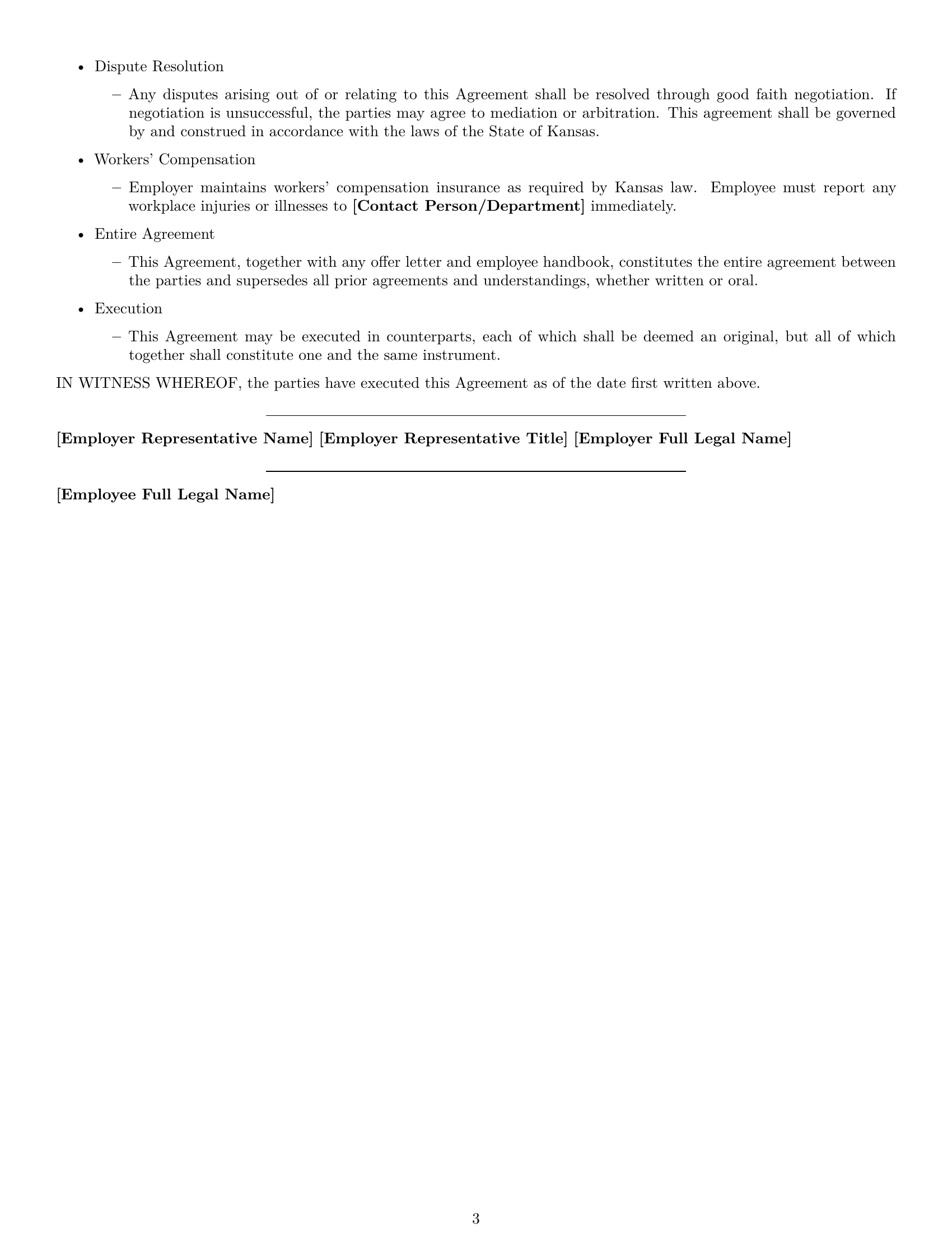 Preview page 3 of Free Kansas office assistant employment contract template