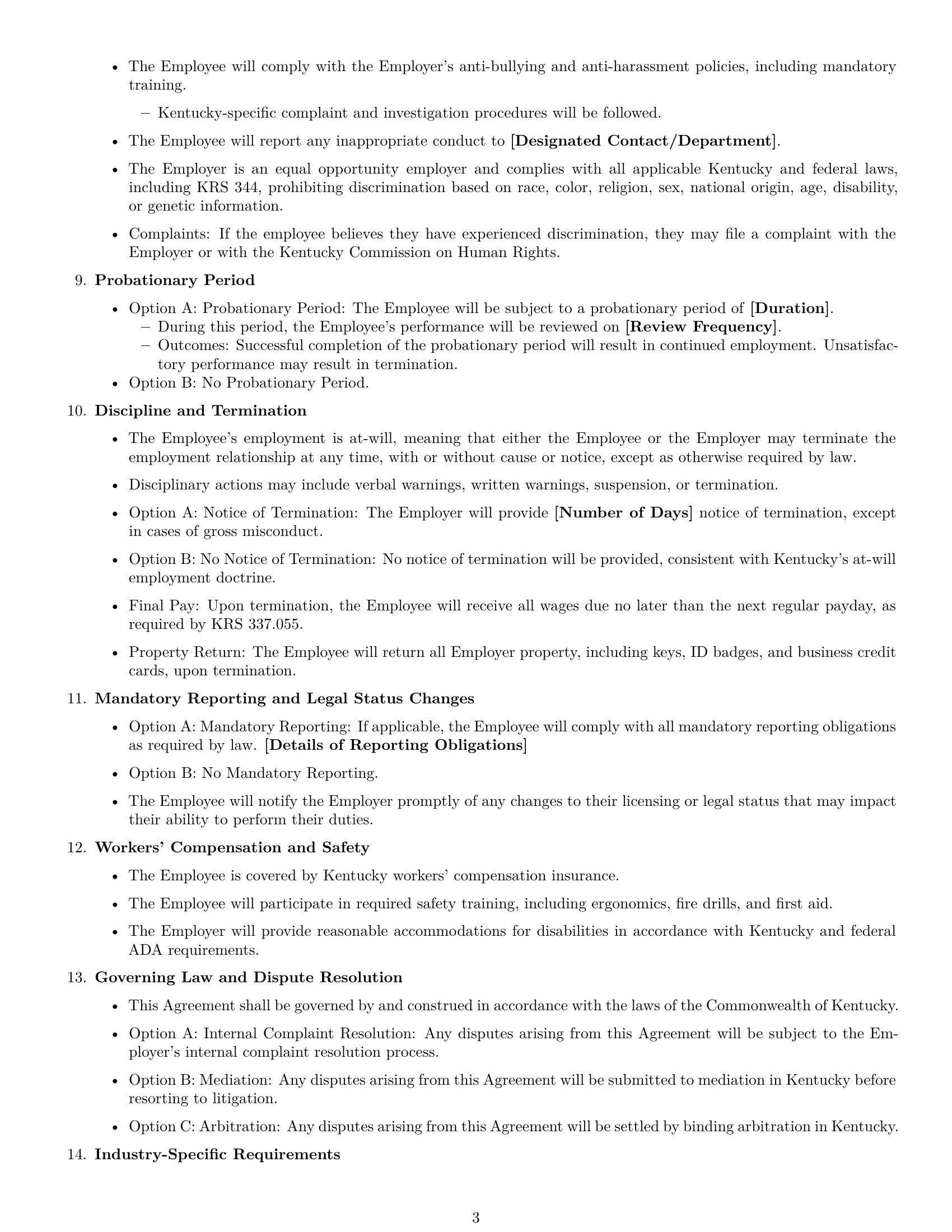 Preview page 3 of Free Kentucky office assistant employment contract template