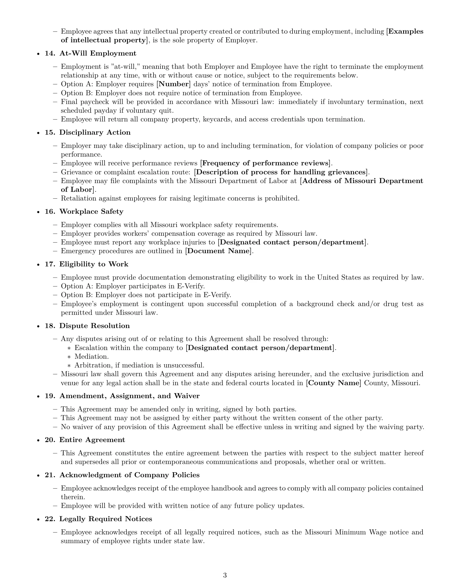 Preview page 3 of Free Missouri office assistant employment contract template
