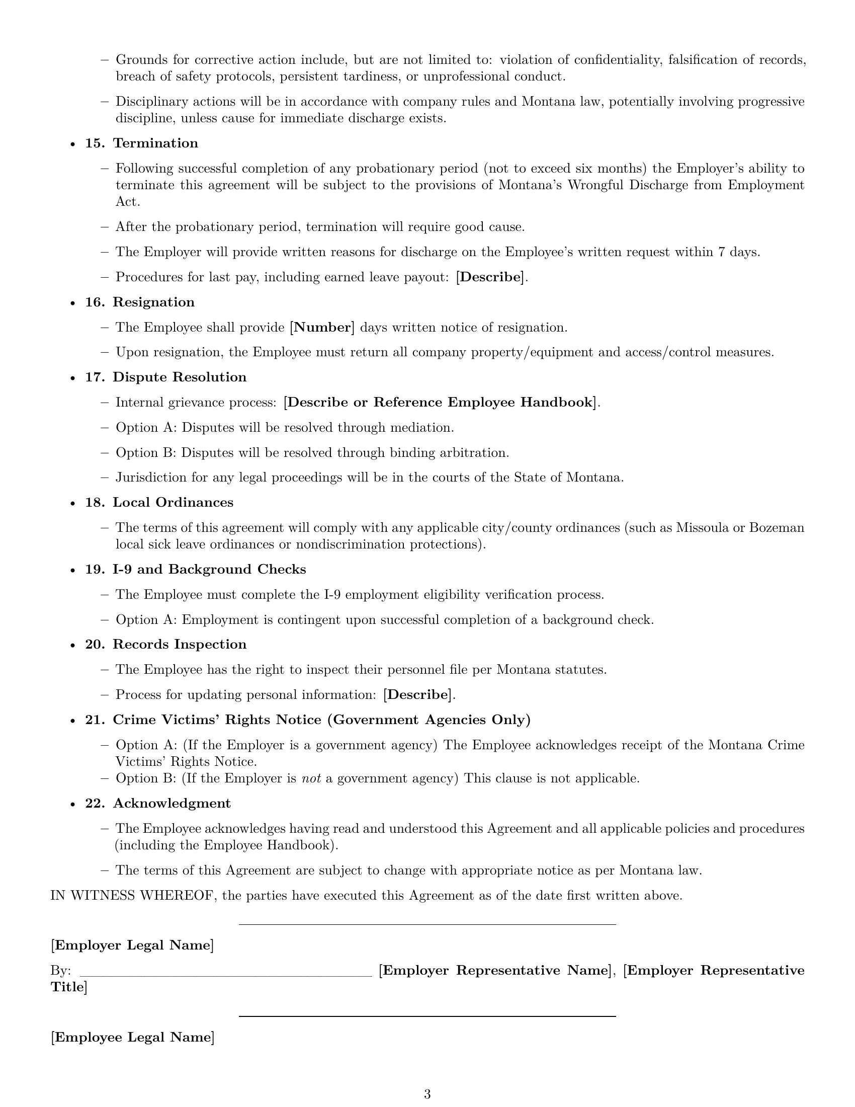 Preview page 3 of Free Montana office assistant employment contract template