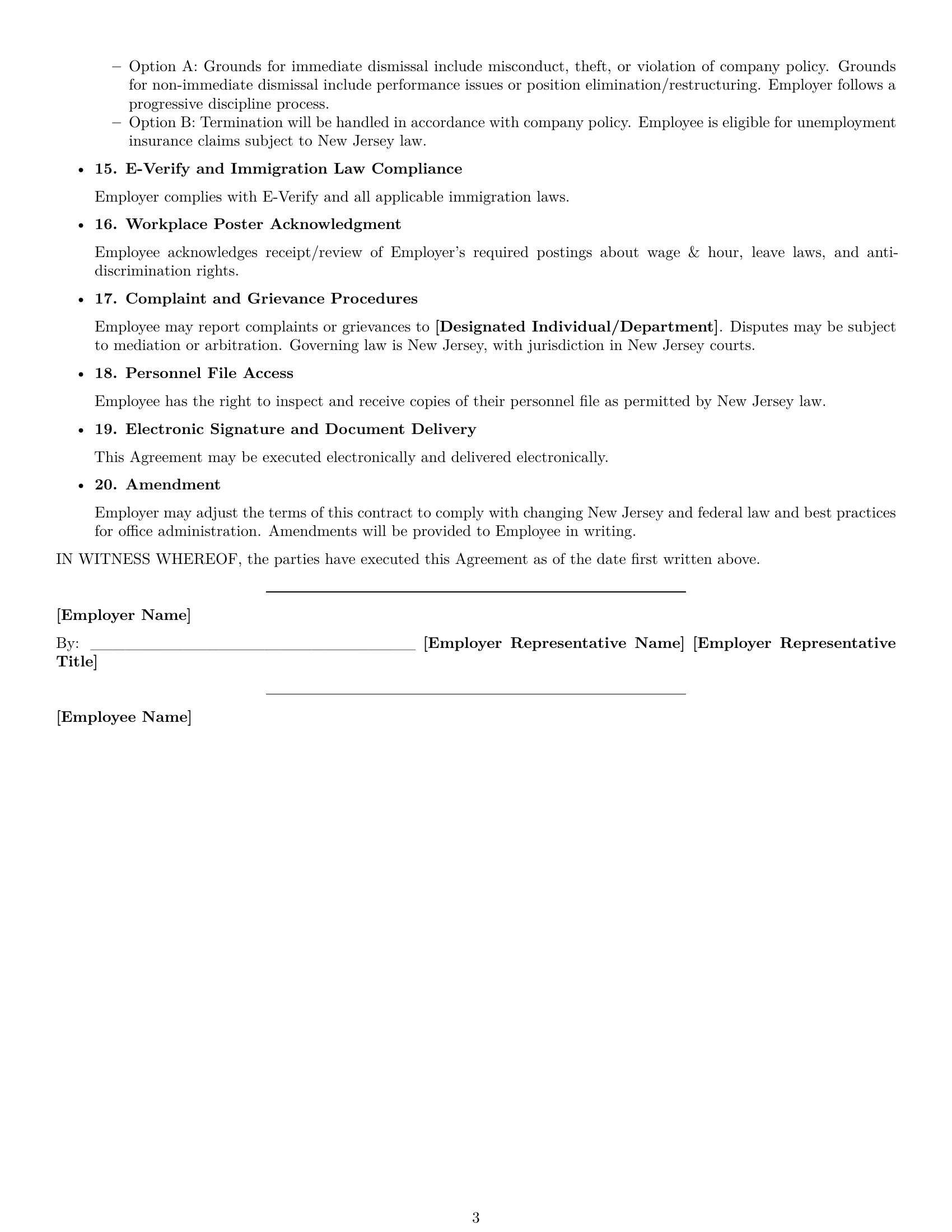 Preview page 3 of Free New Jersey office assistant employment contract template