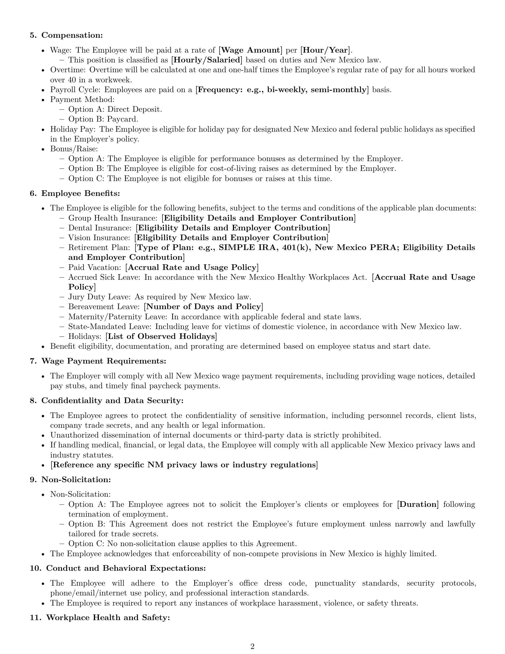 Preview page 2 of Free New Mexico office assistant employment contract template