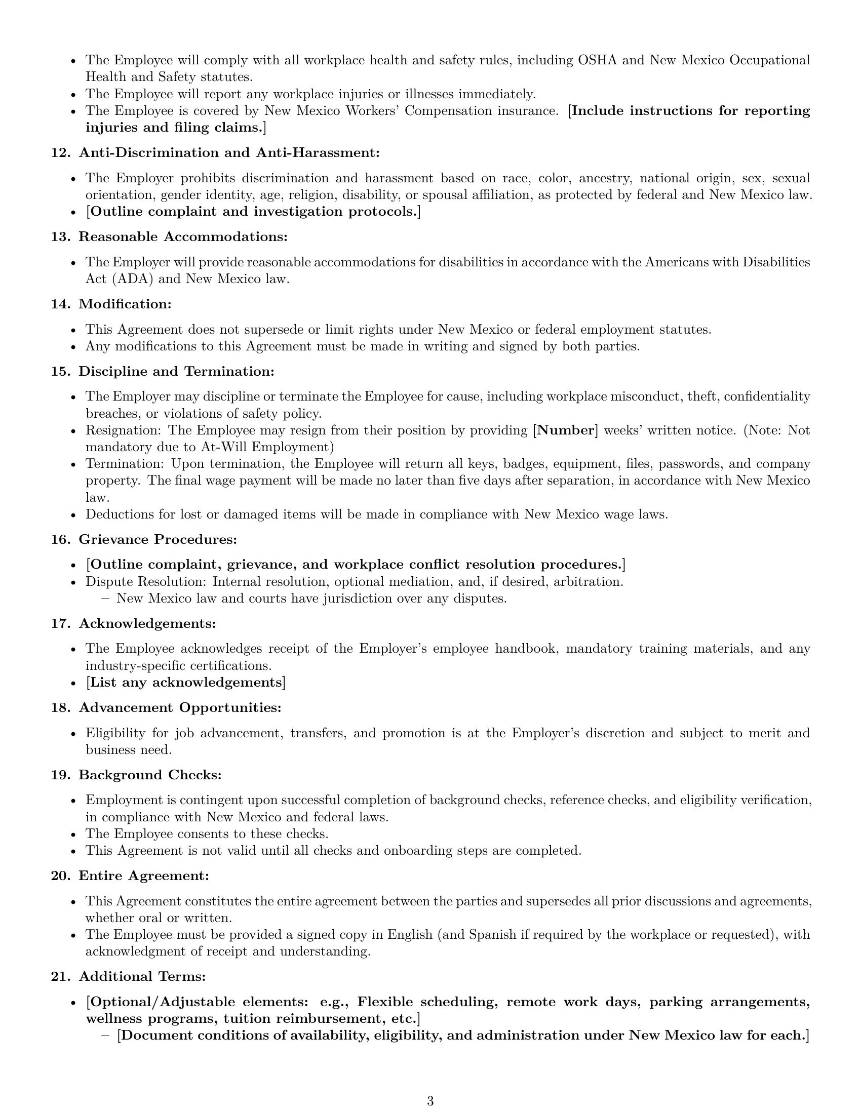 Preview page 3 of Free New Mexico office assistant employment contract template