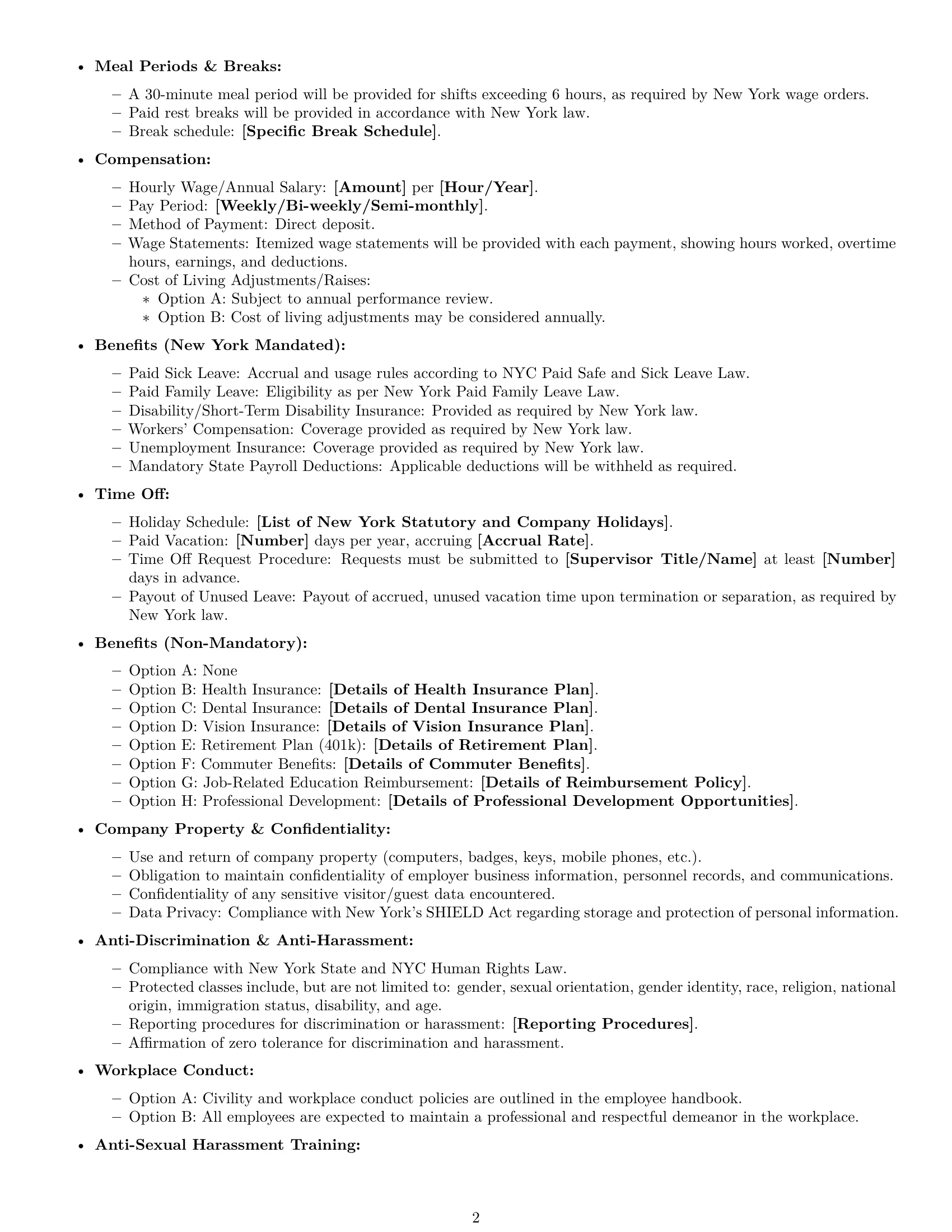 Preview page 2 of Free New York office assistant employment contract template