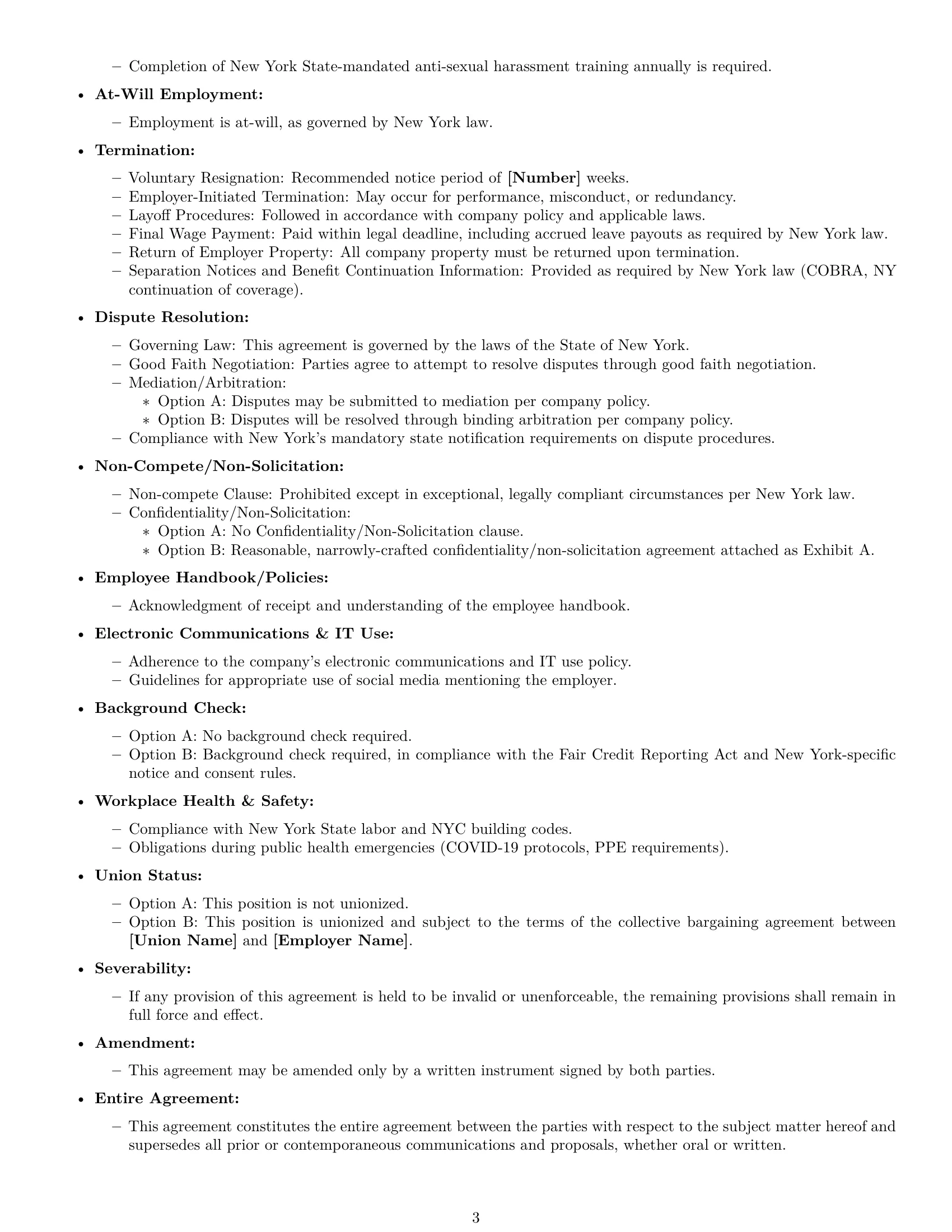 Preview page 3 of Free New York office assistant employment contract template