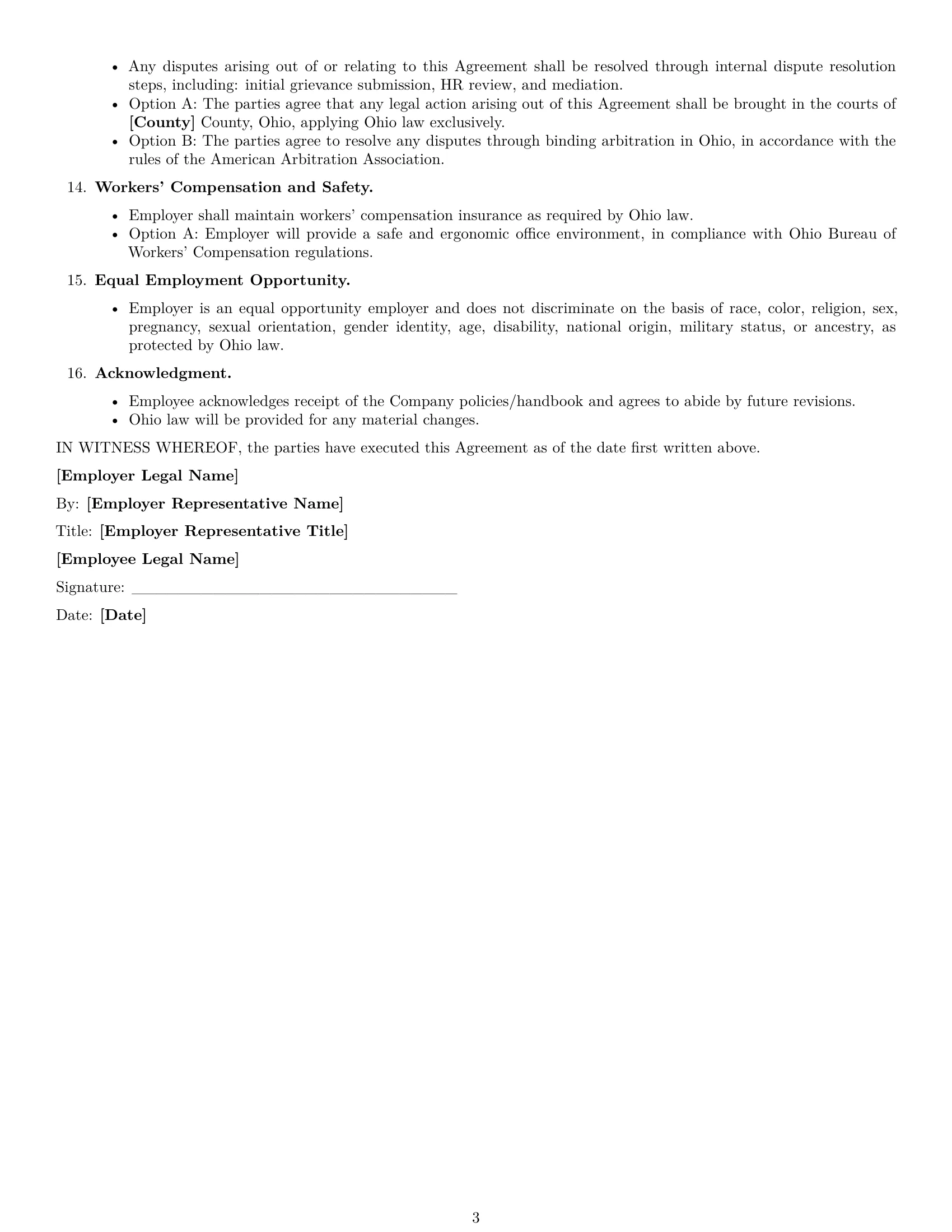Preview page 3 of Free Ohio office assistant employment contract template