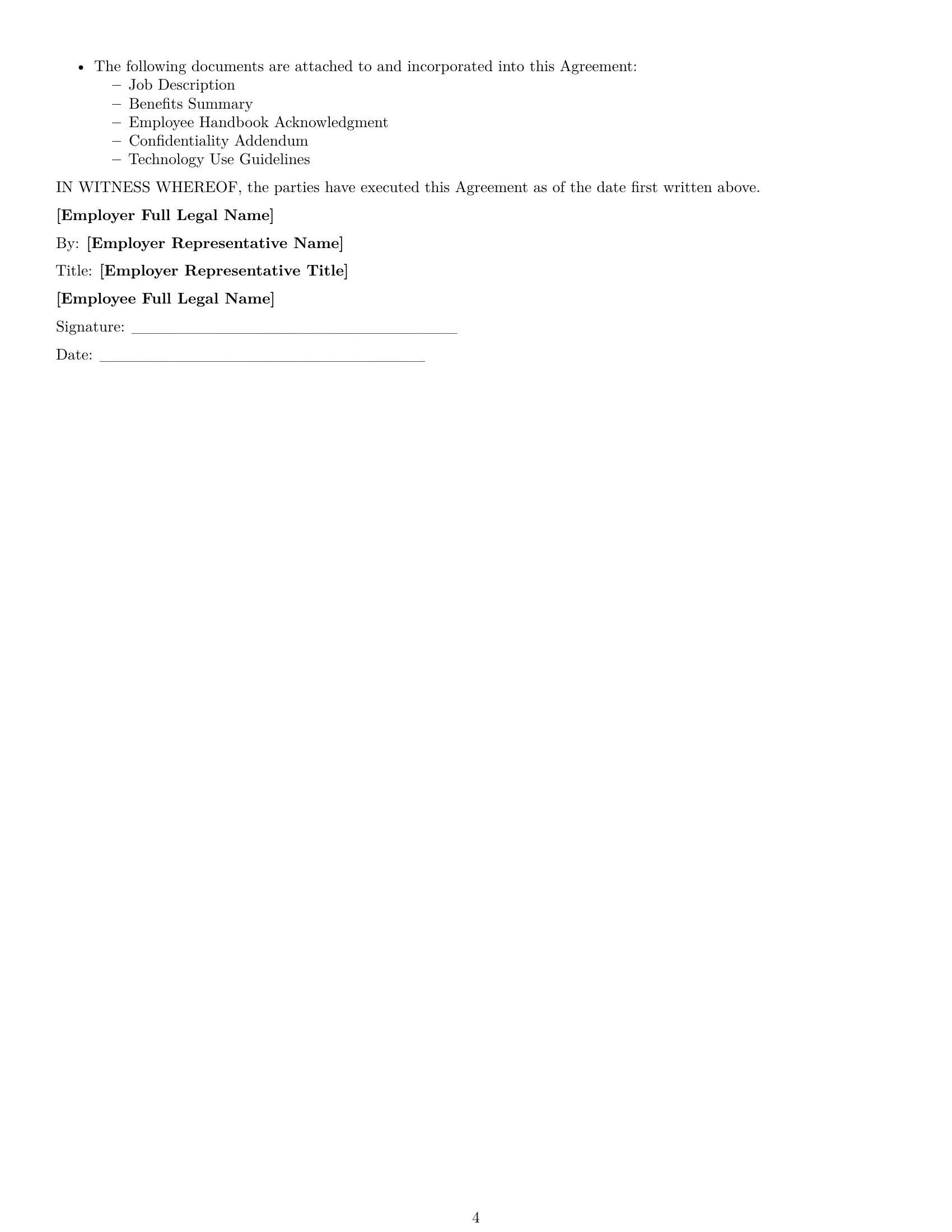 Preview page 4 of Free Oklahoma office assistant employment contract template