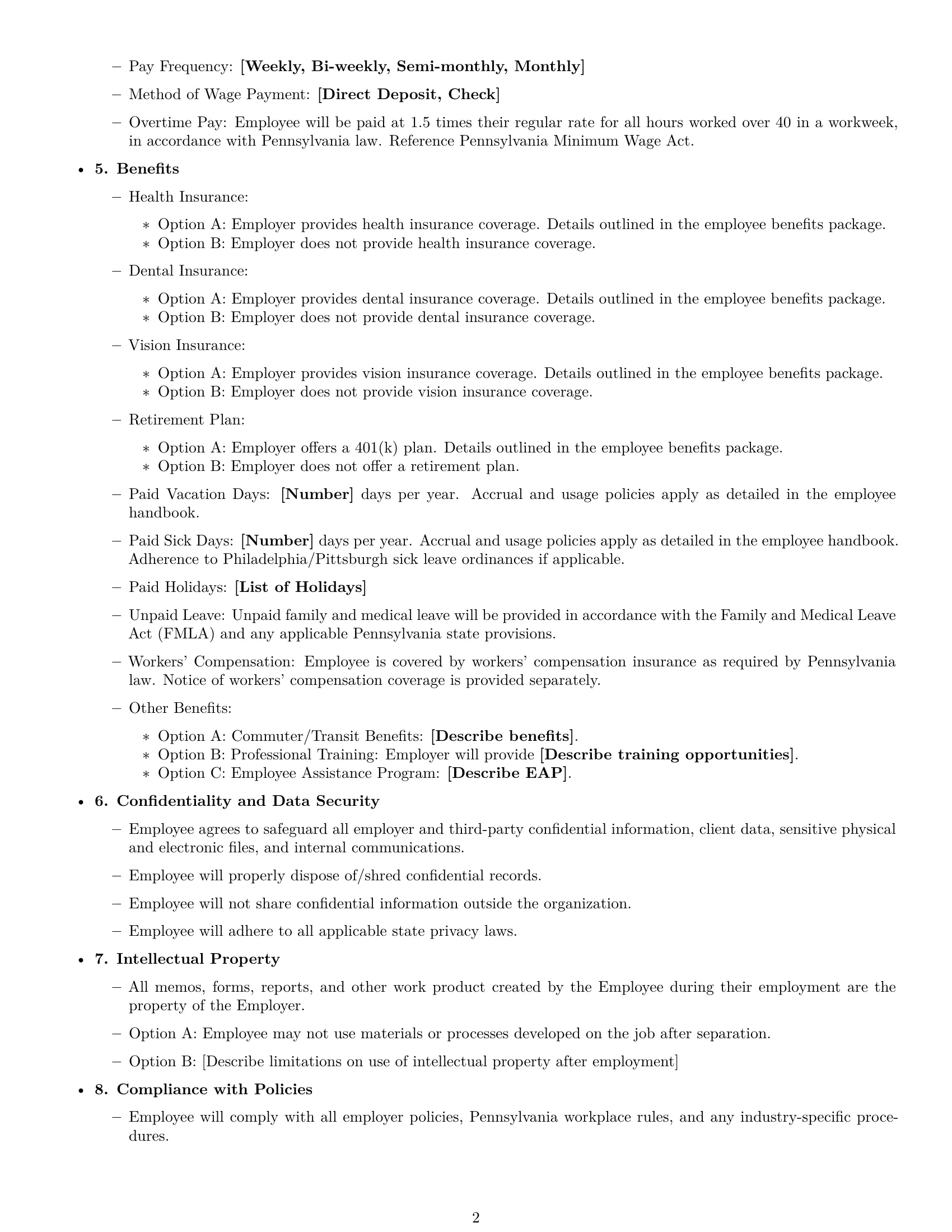 Preview page 2 of Free Pennsylvania office assistant employment contract template