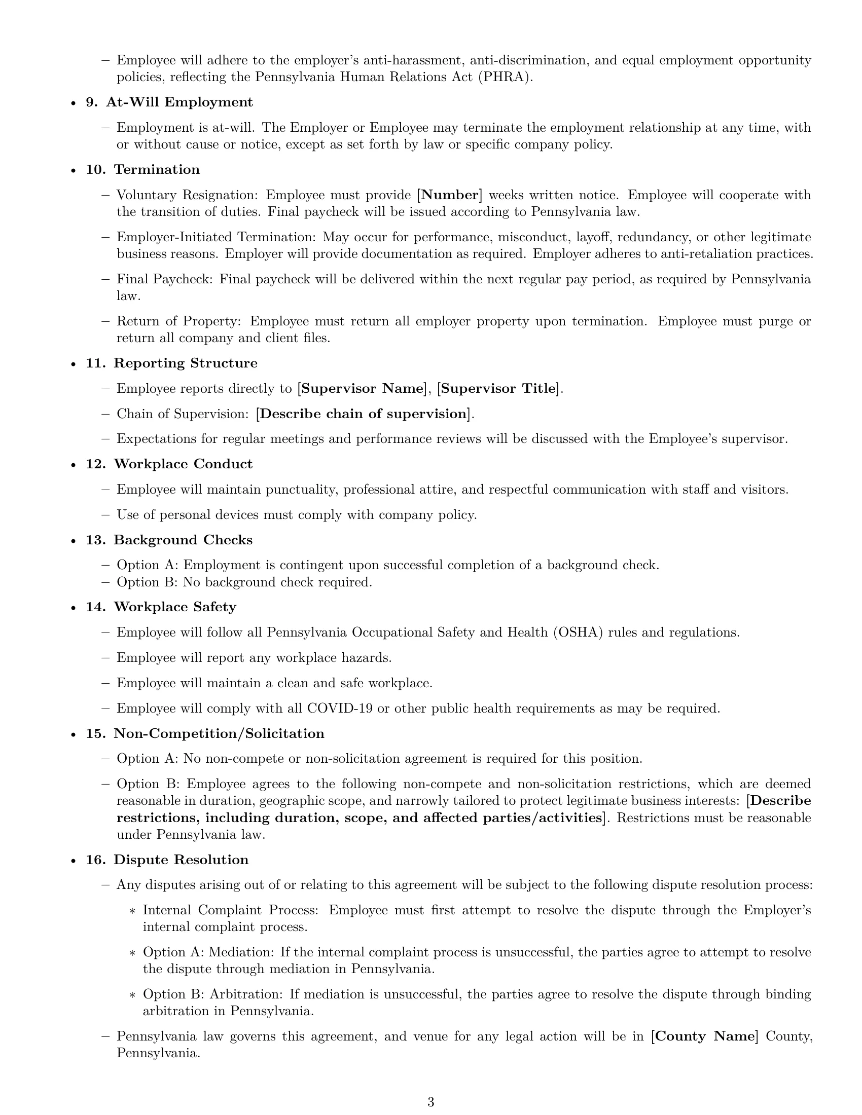 Preview page 3 of Free Pennsylvania office assistant employment contract template