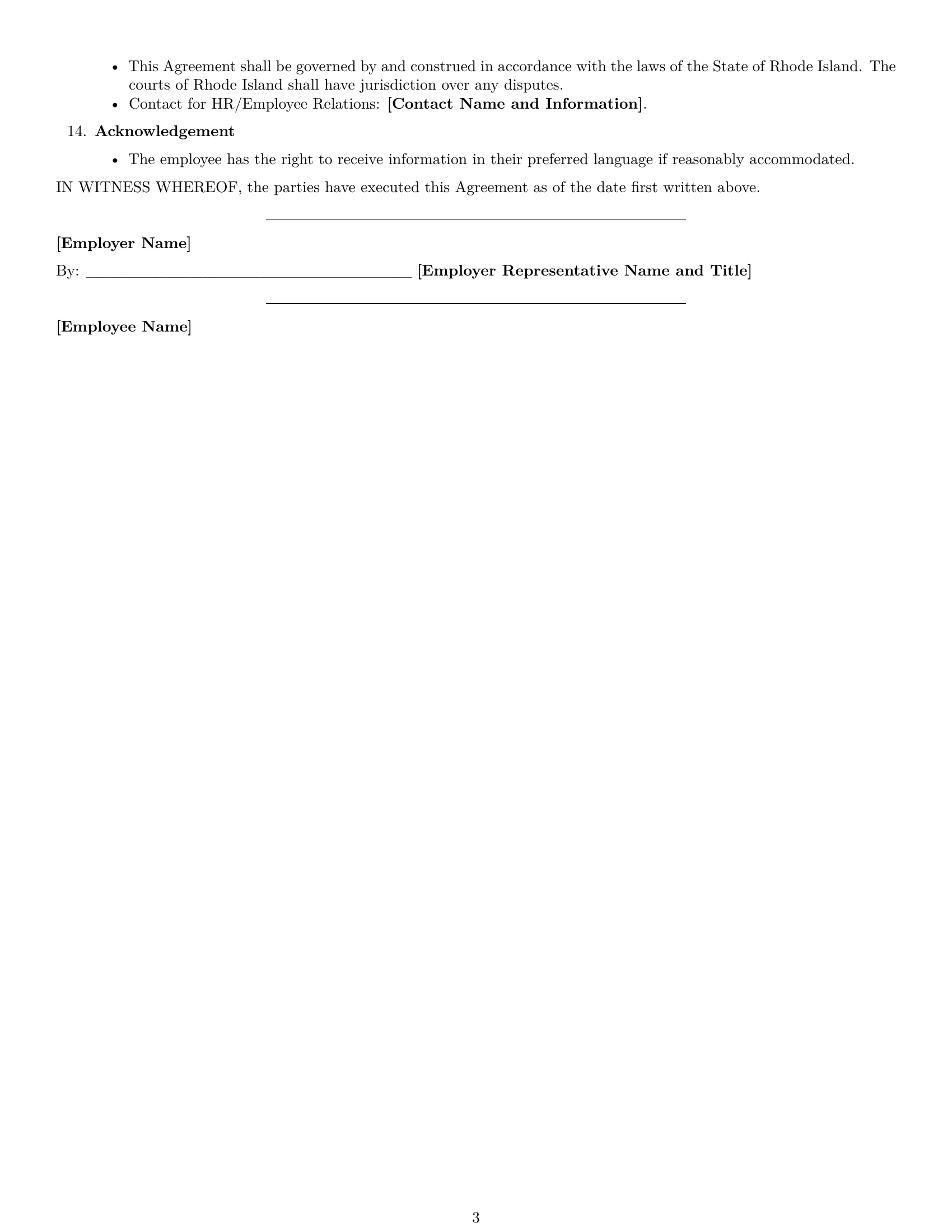 Preview page 3 of Free Rhode Island office assistant employment contract template