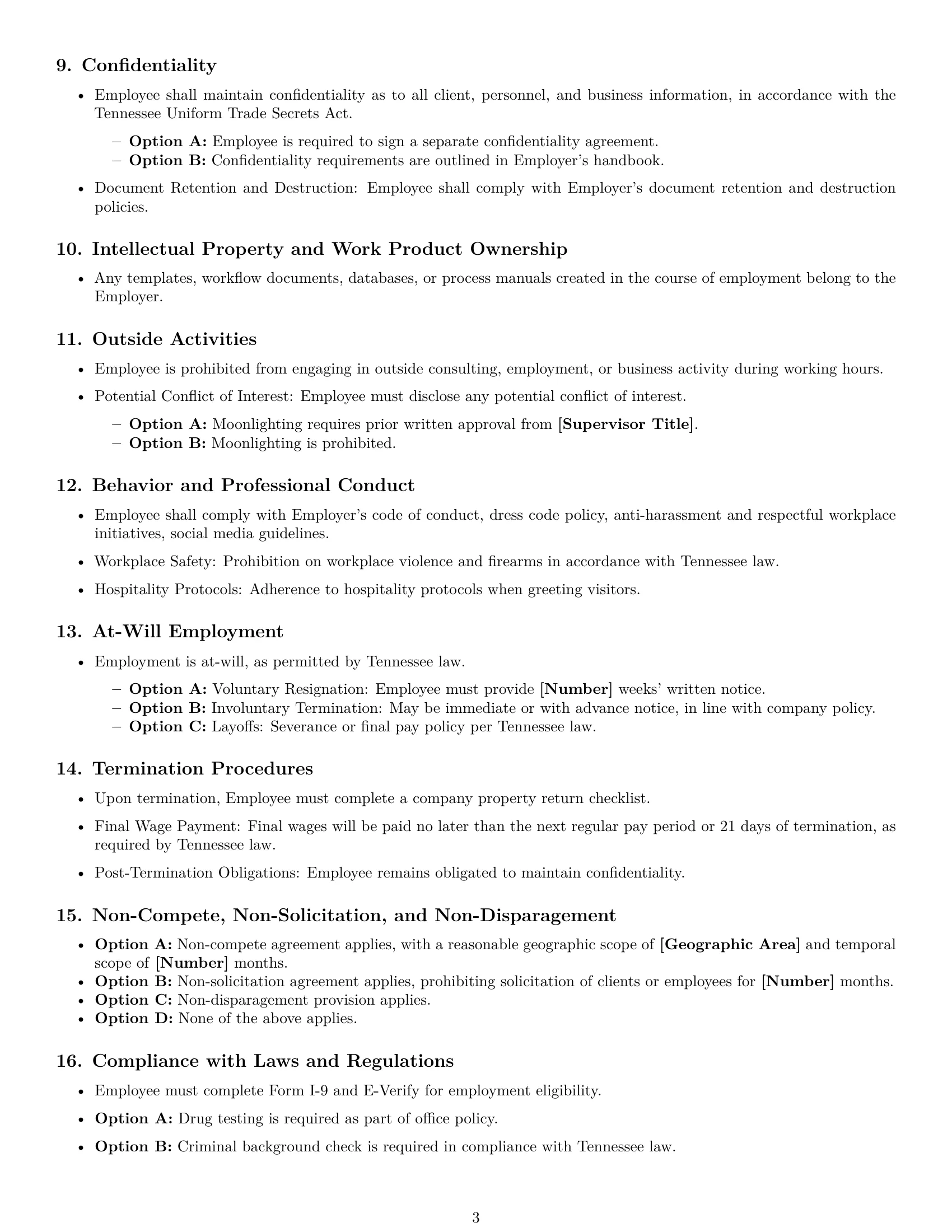 Preview page 3 of Free Tennessee office assistant employment contract template