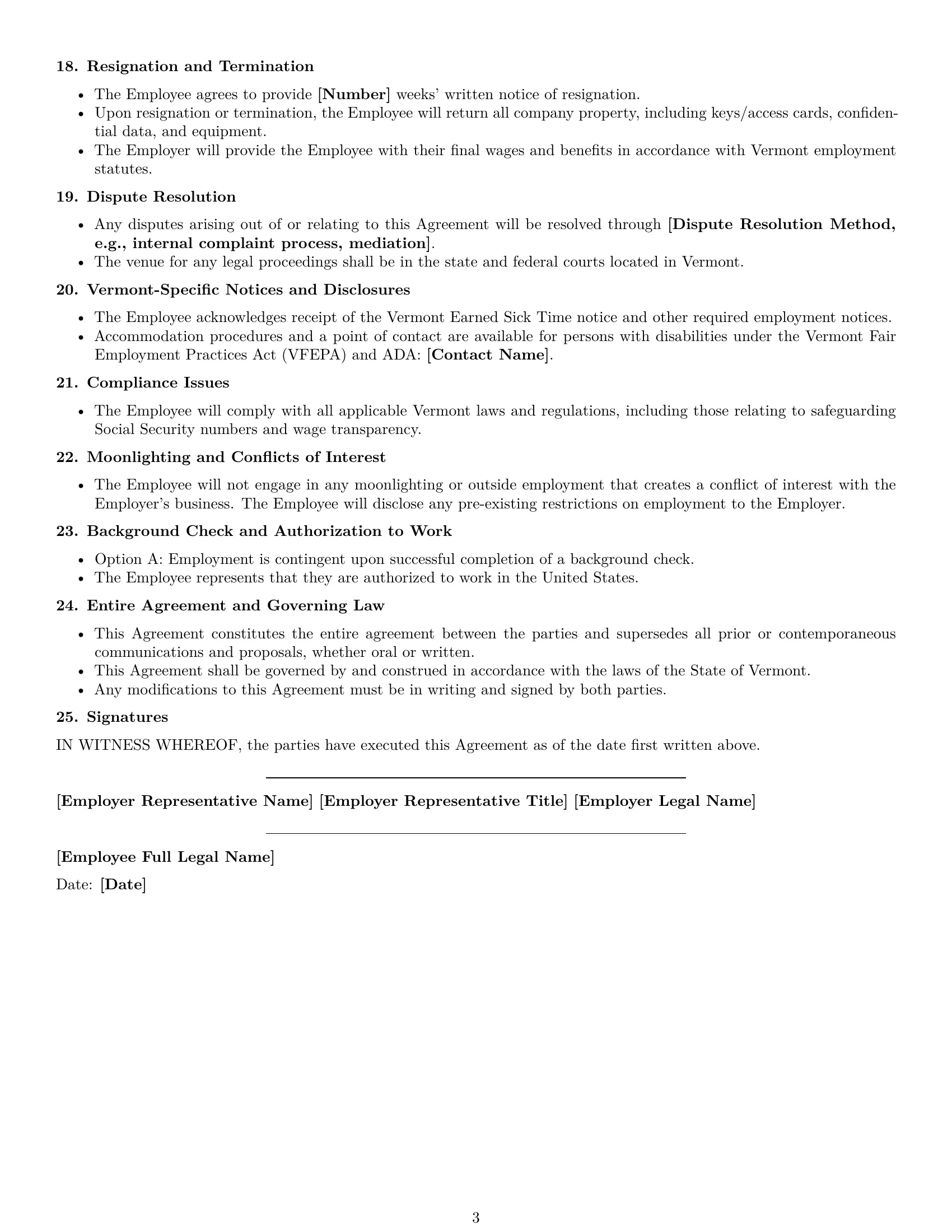 Preview page 3 of Free Vermont office assistant employment contract template