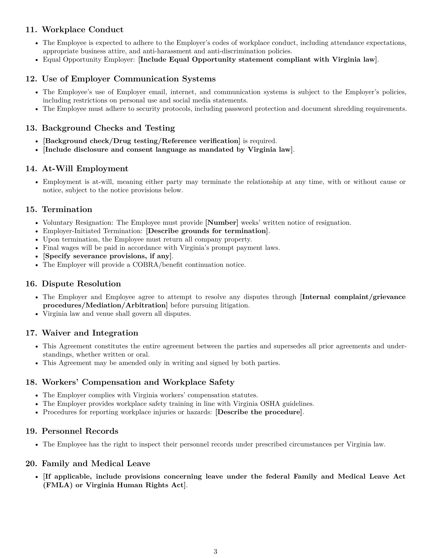 Preview page 3 of Free Virginia office assistant employment contract template