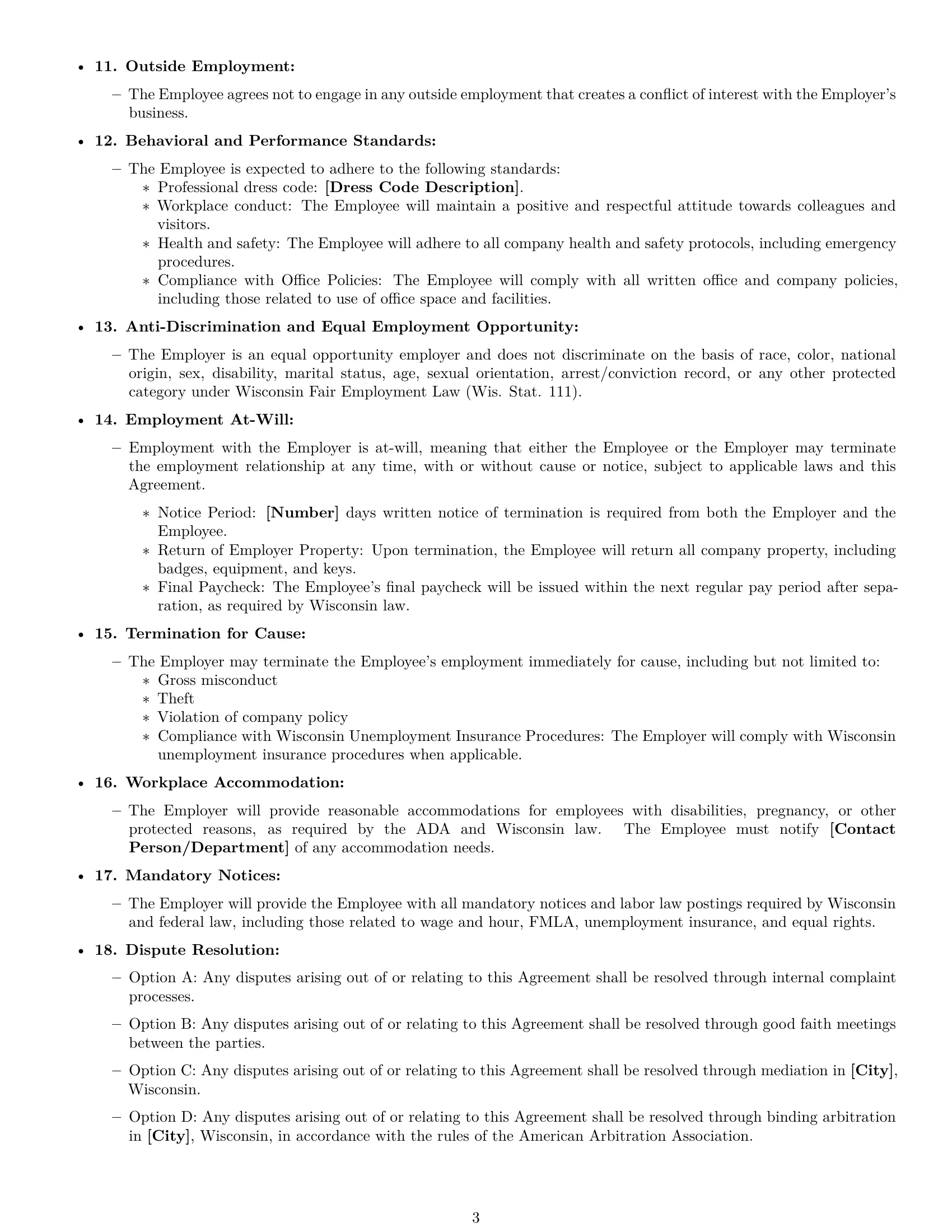 Preview page 3 of Free Wisconsin office assistant employment contract template