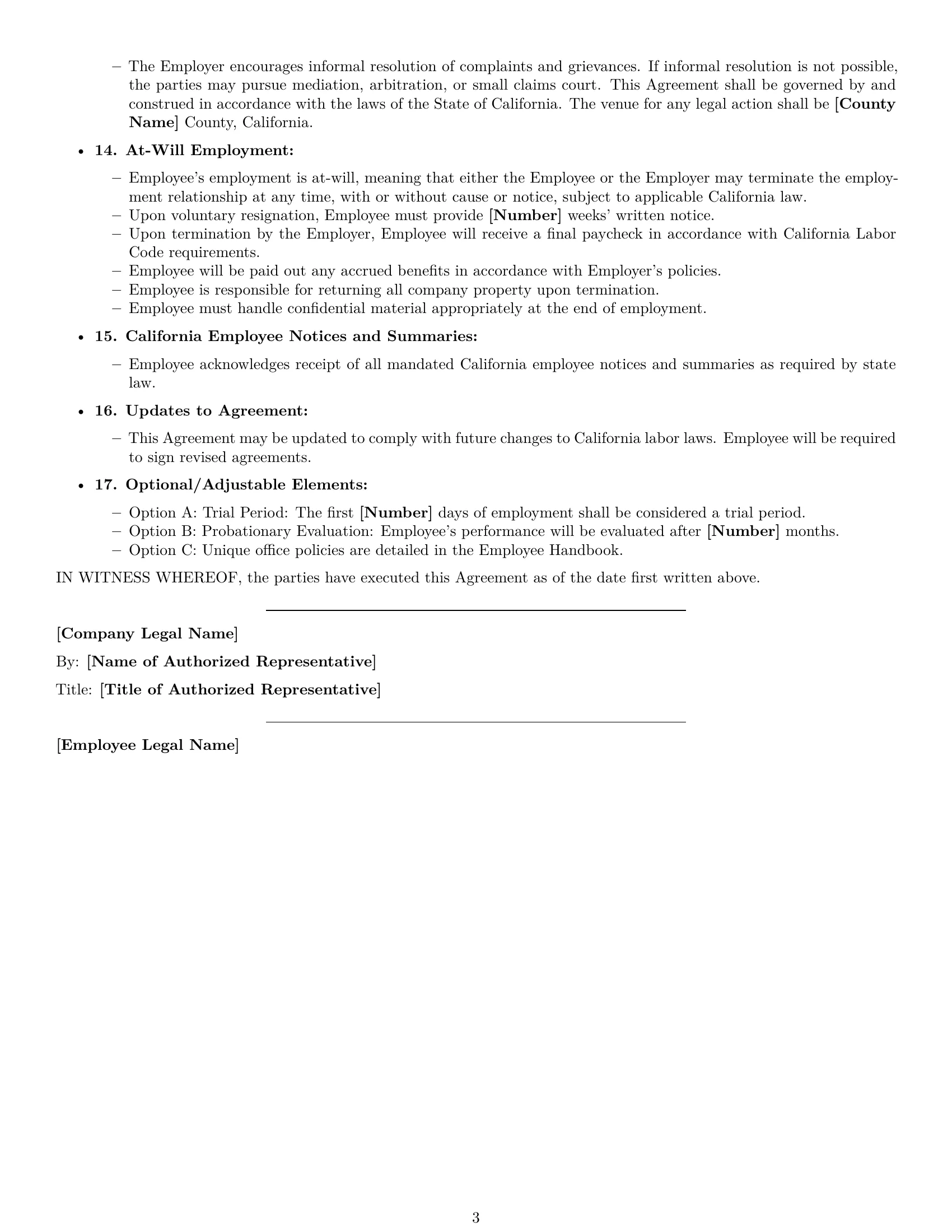 Preview page 3 of Free California office assistant employment contract template