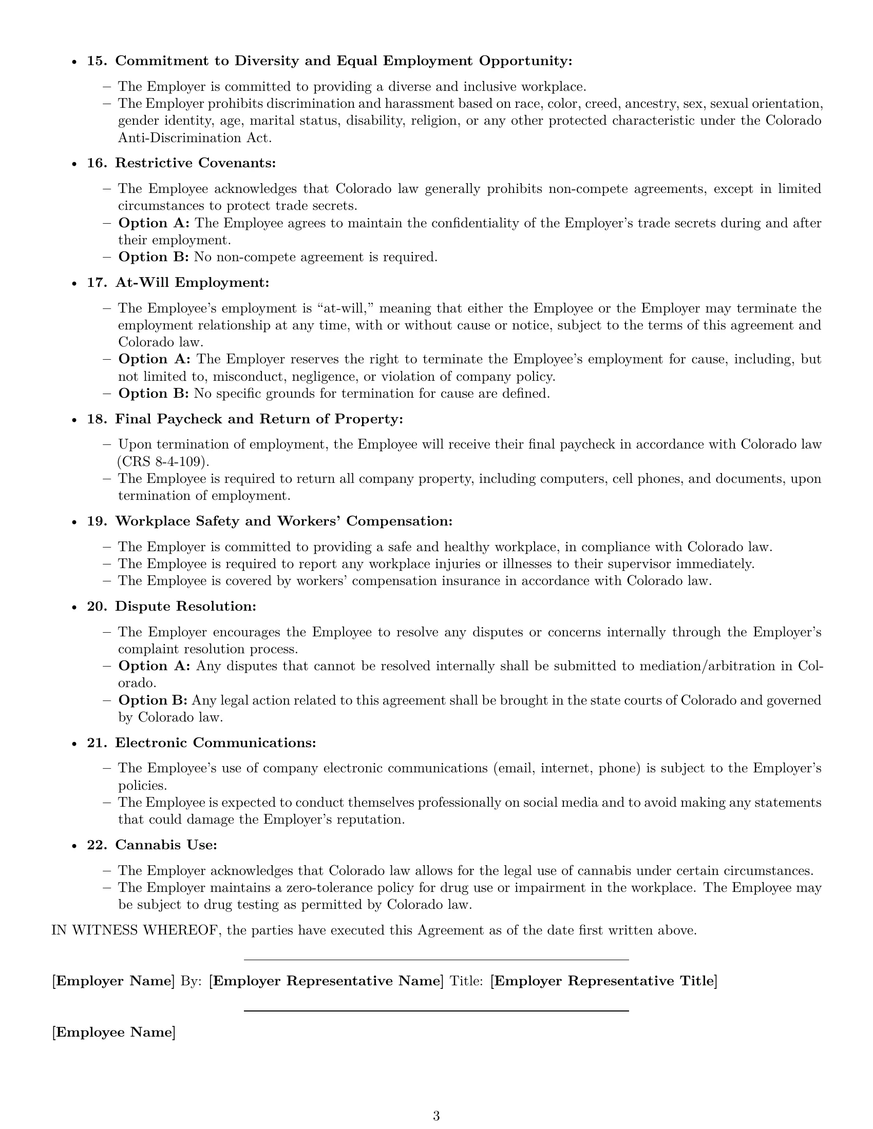 Preview page 3 of Free Colorado office assistant employment contract template