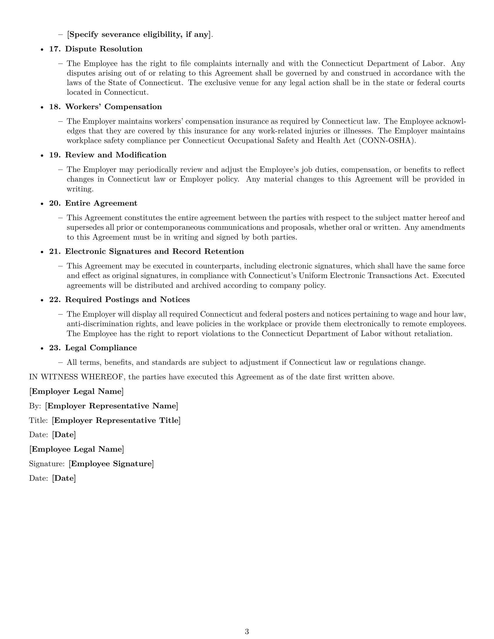 Preview page 3 of Free Connecticut office assistant employment contract template