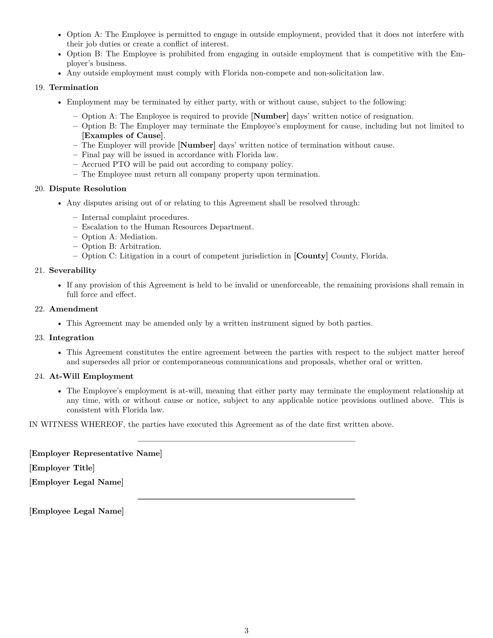 Preview page 3 of Free Florida office assistant employment contract template