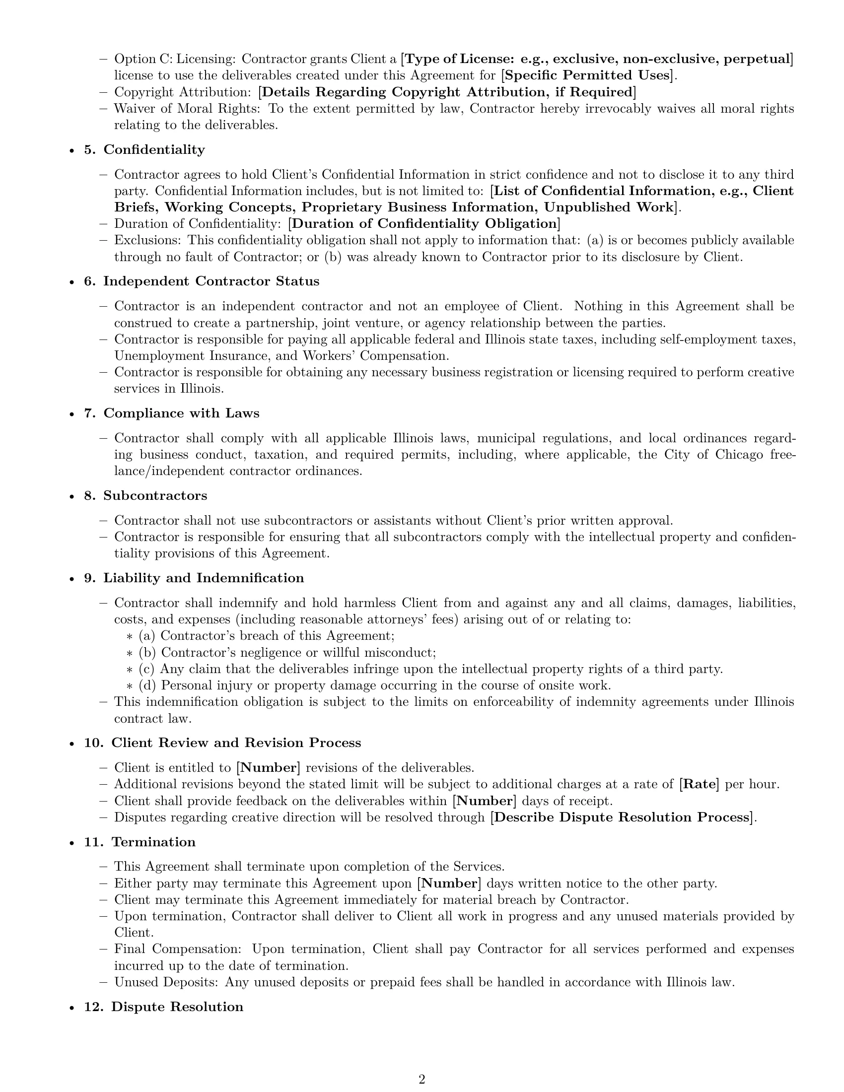 Preview page 2 of Free Illinois creative independent contractor agreement template
