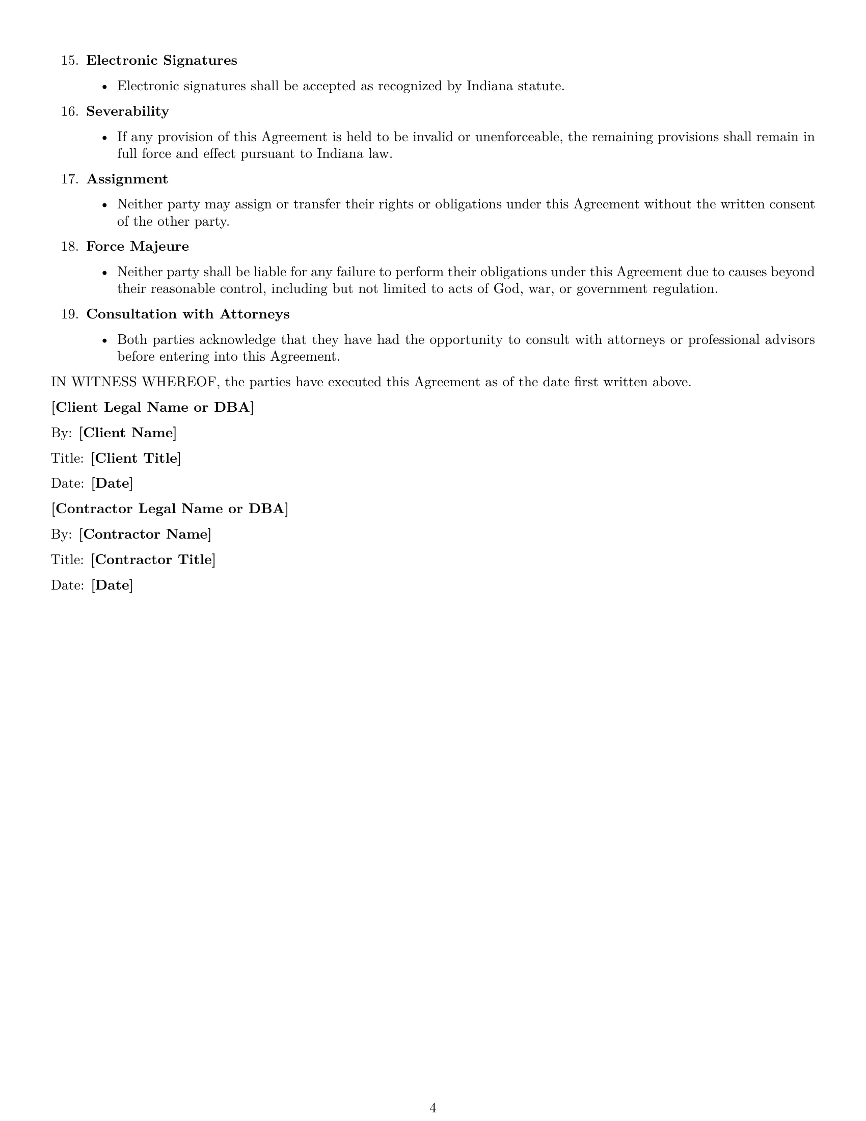 Preview page 4 of Free Indiana creative independent contractor agreement template