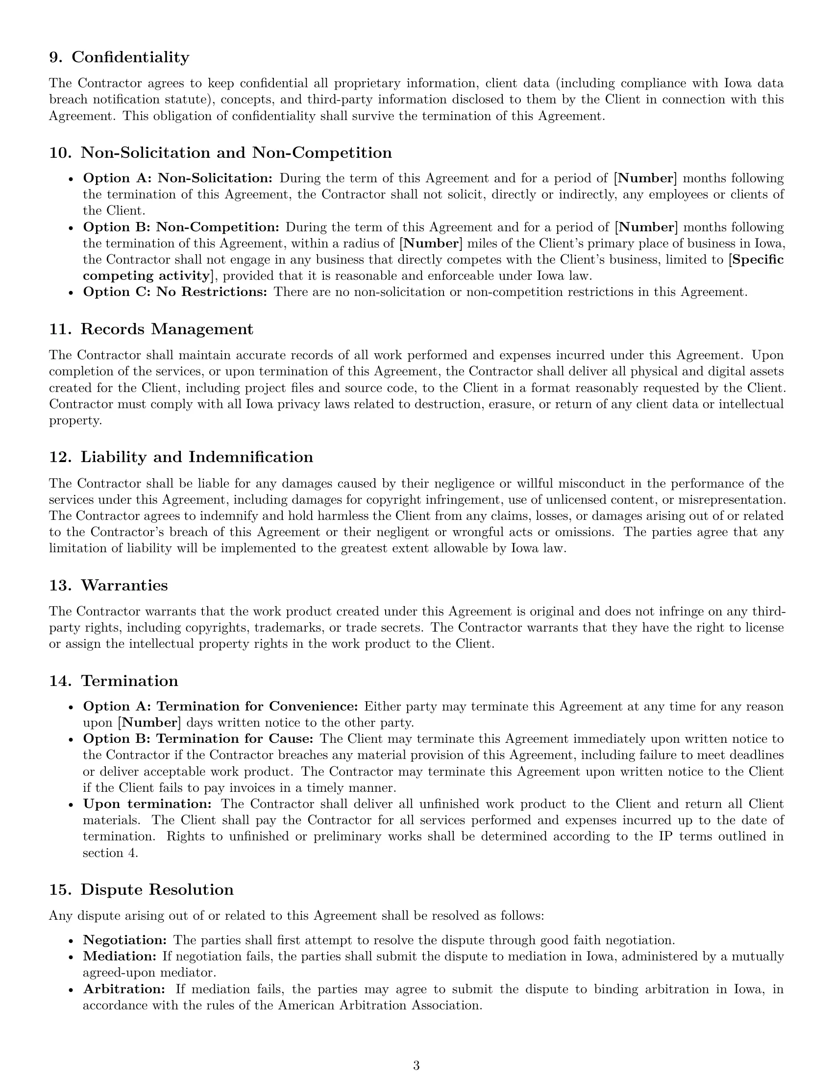 Preview page 3 of Free Iowa creative independent contractor agreement template