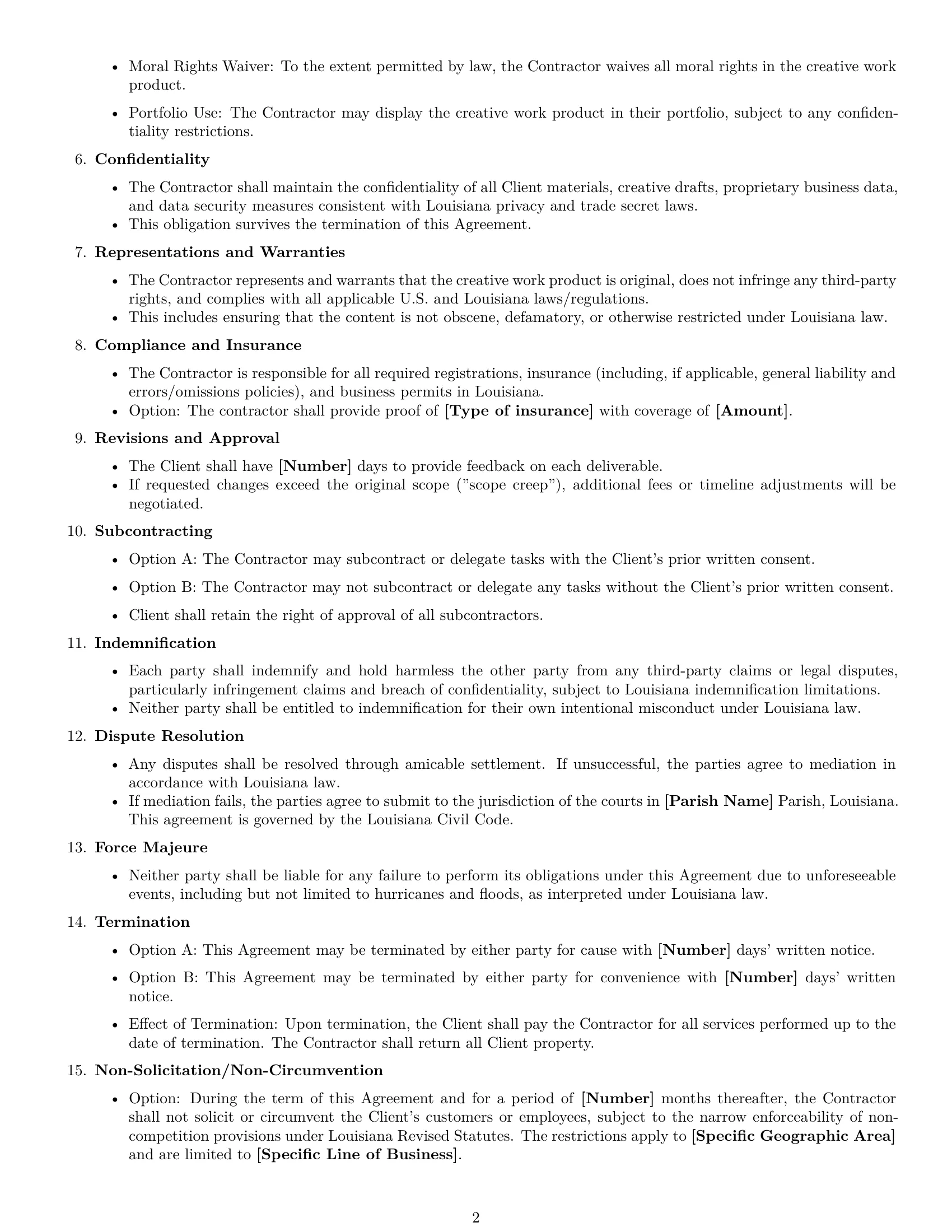 Preview page 2 of Free Louisiana creative independent contractor agreement template