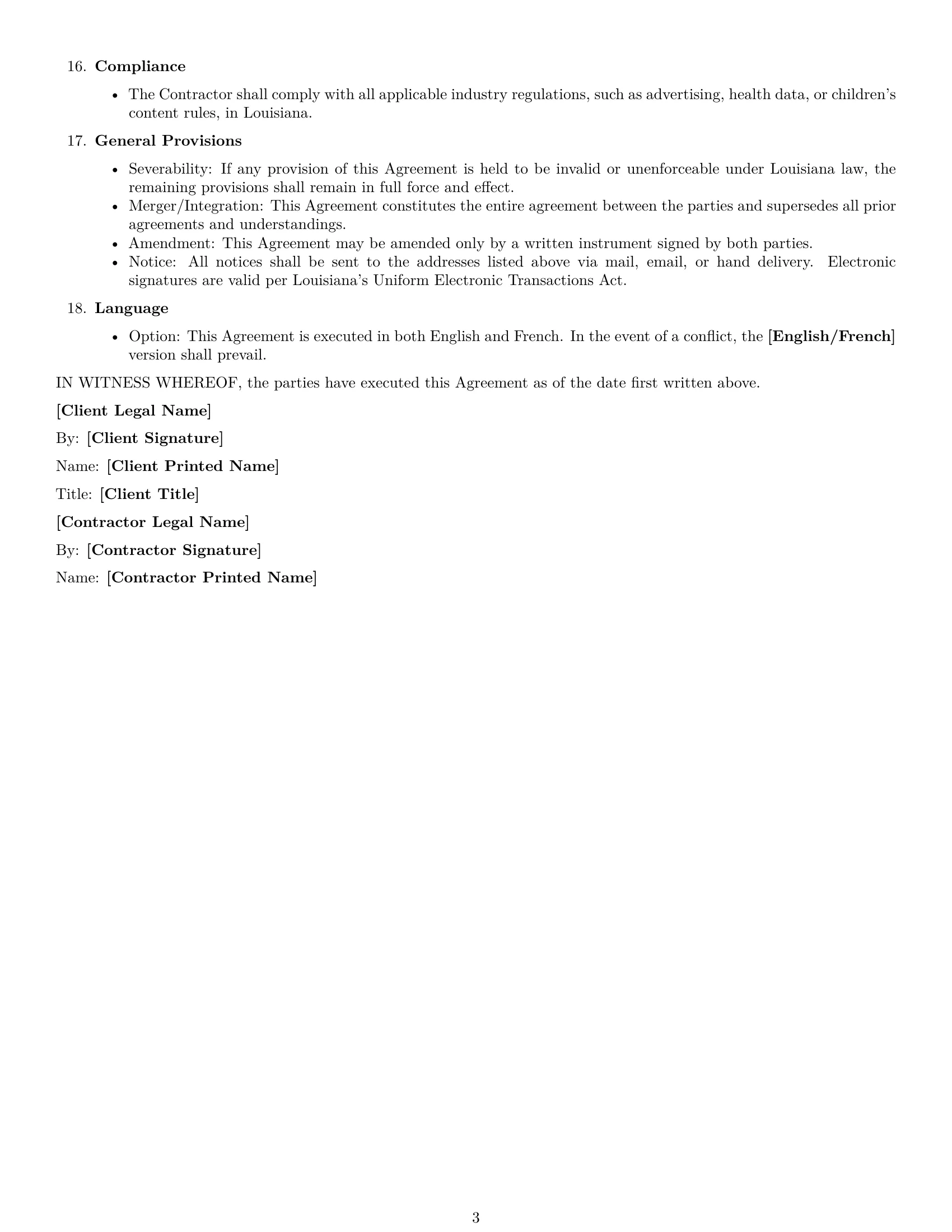 Preview page 3 of Free Louisiana creative independent contractor agreement template