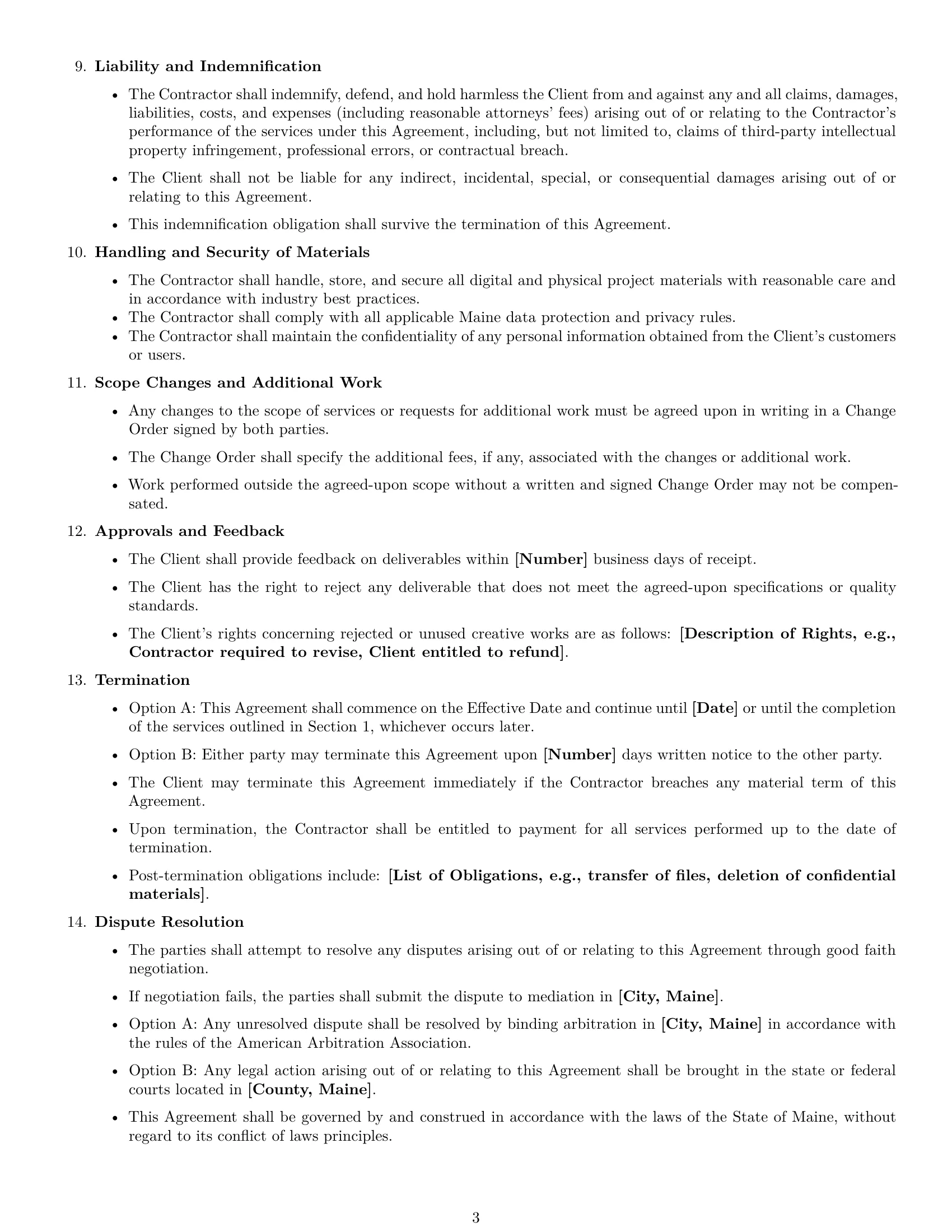 Preview page 3 of Free Maine creative independent contractor agreement template