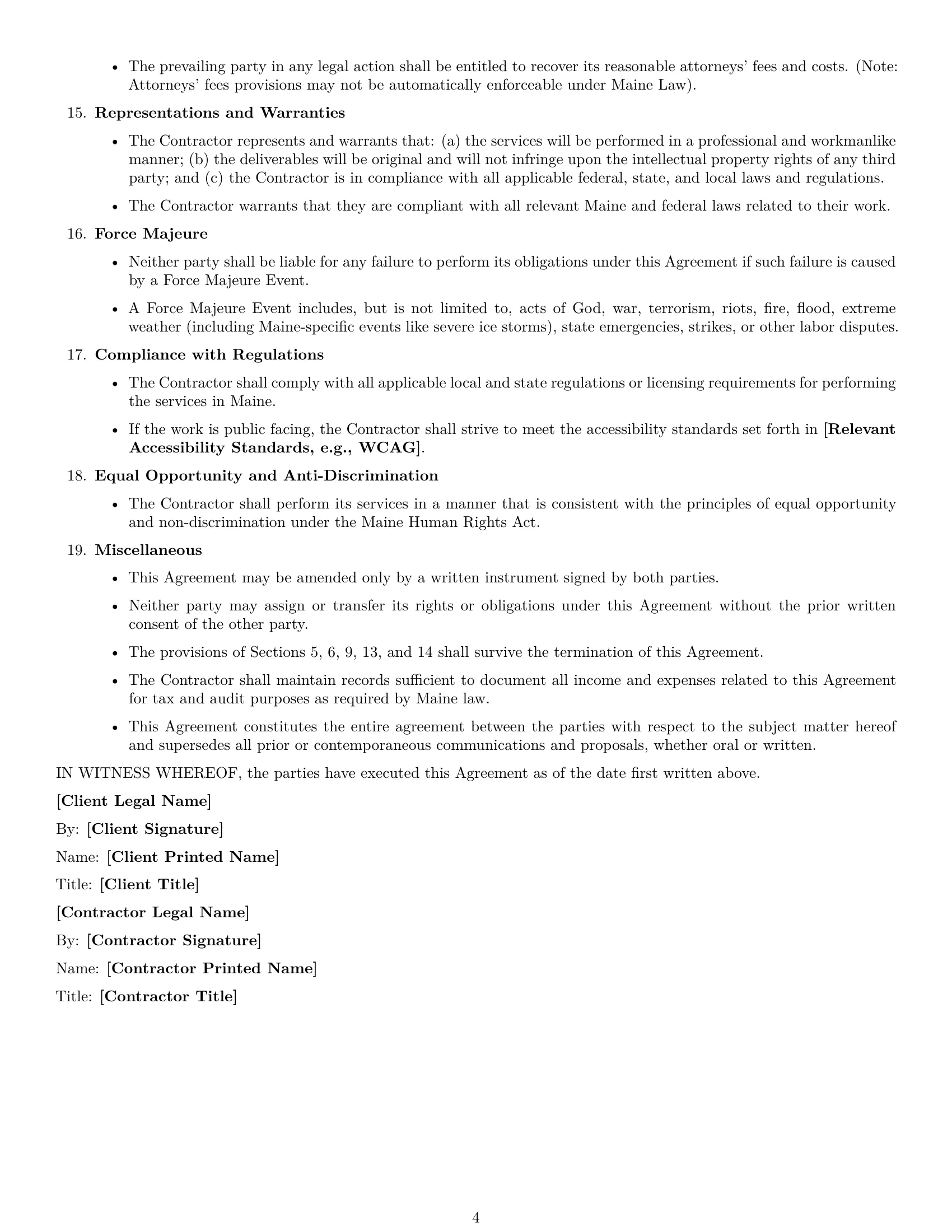 Preview page 4 of Free Maine creative independent contractor agreement template