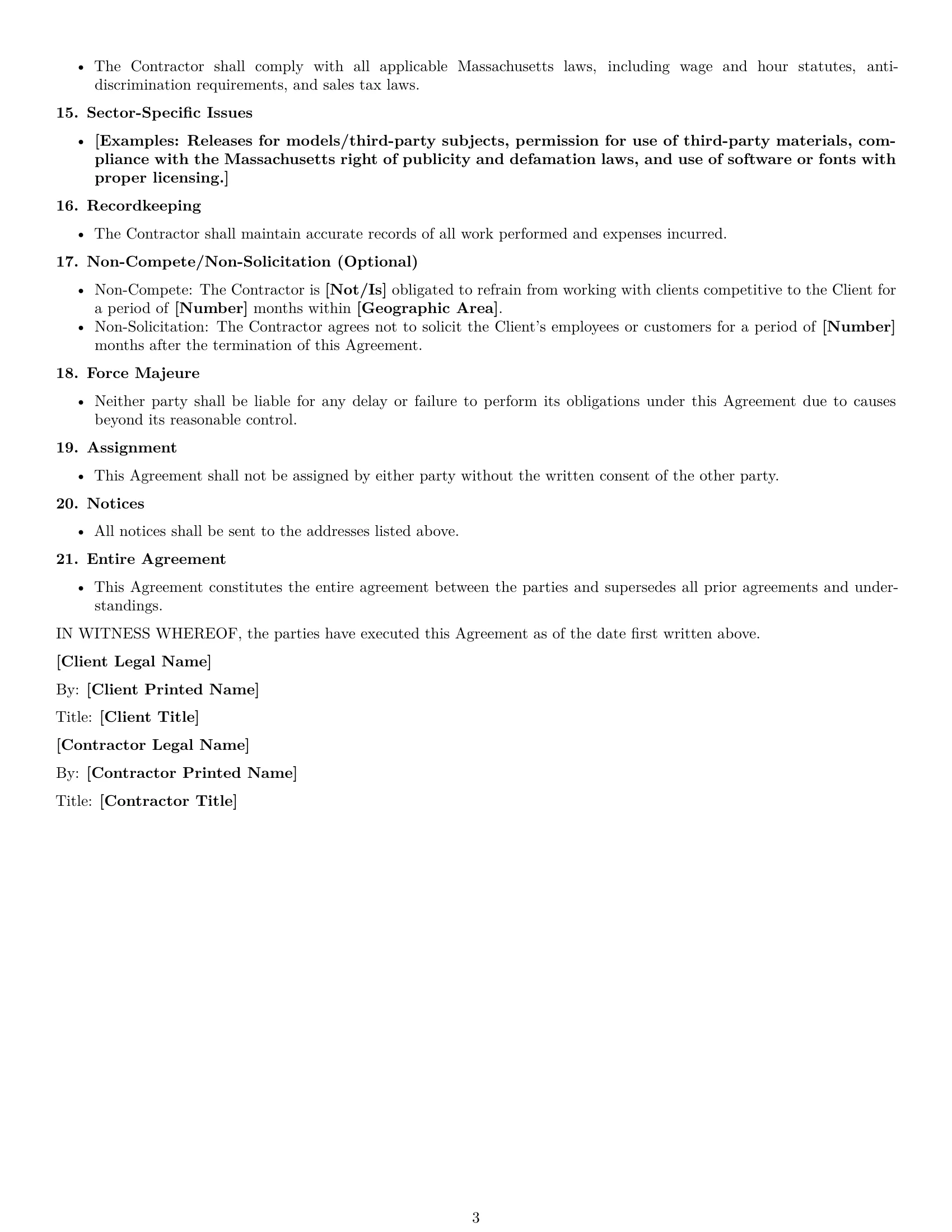 Preview page 3 of Free Massachusetts creative independent contractor agreement template