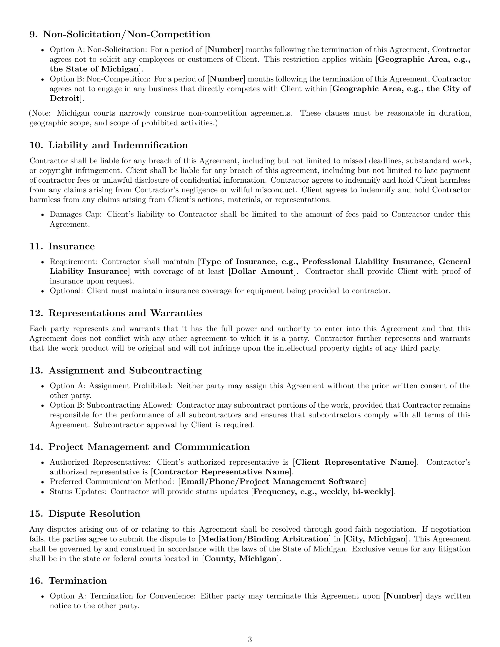 Preview page 3 of Free Michigan creative independent contractor agreement template