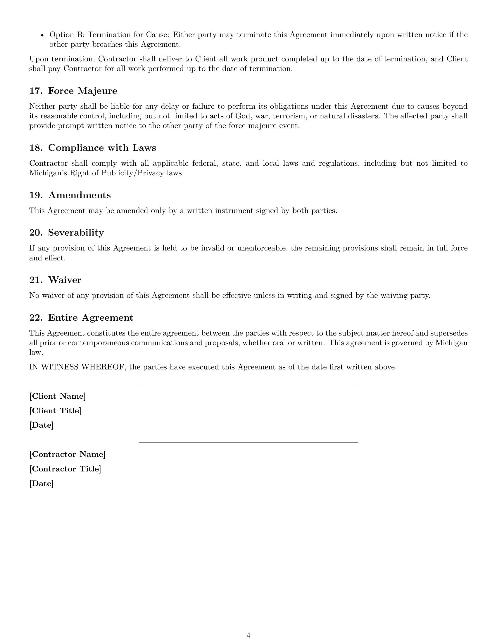 Preview page 4 of Free Michigan creative independent contractor agreement template