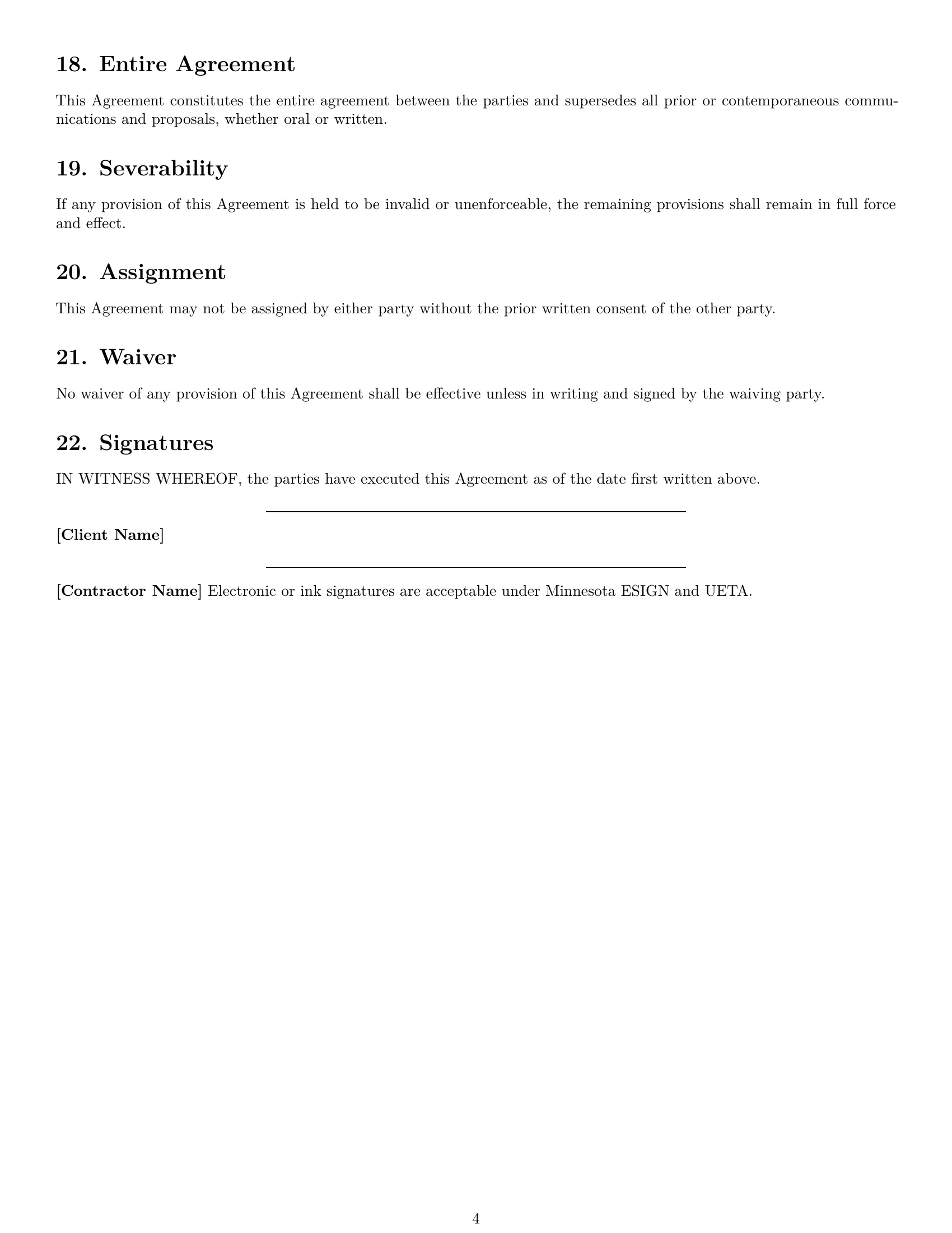 Preview page 4 of Free Minnesota creative independent contractor agreement template