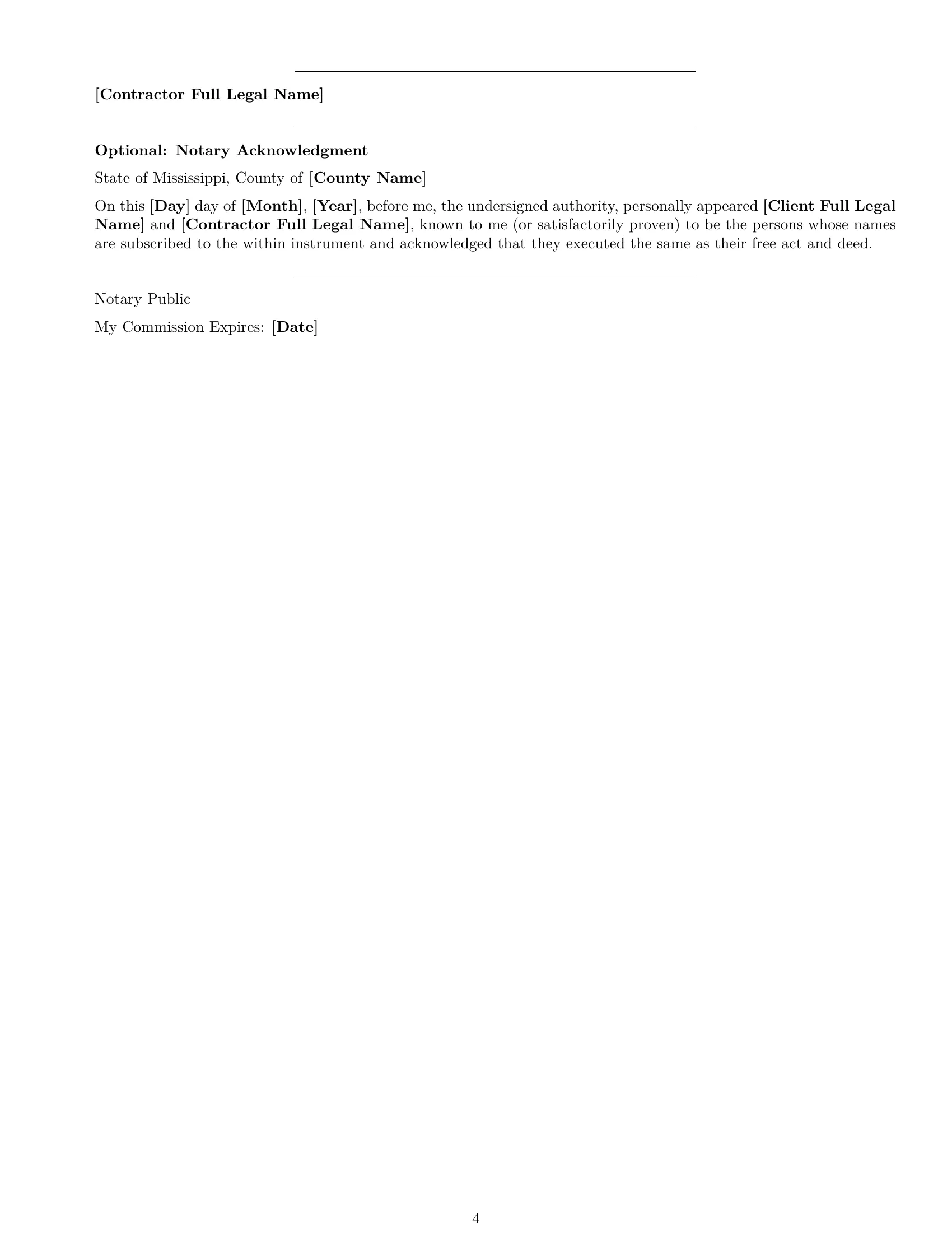 Preview page 4 of Free Mississippi creative independent contractor agreement template