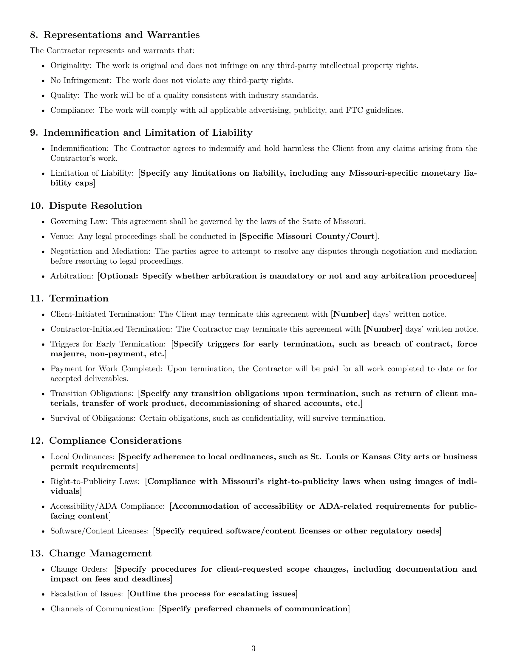 Preview page 3 of Free Missouri creative independent contractor agreement template