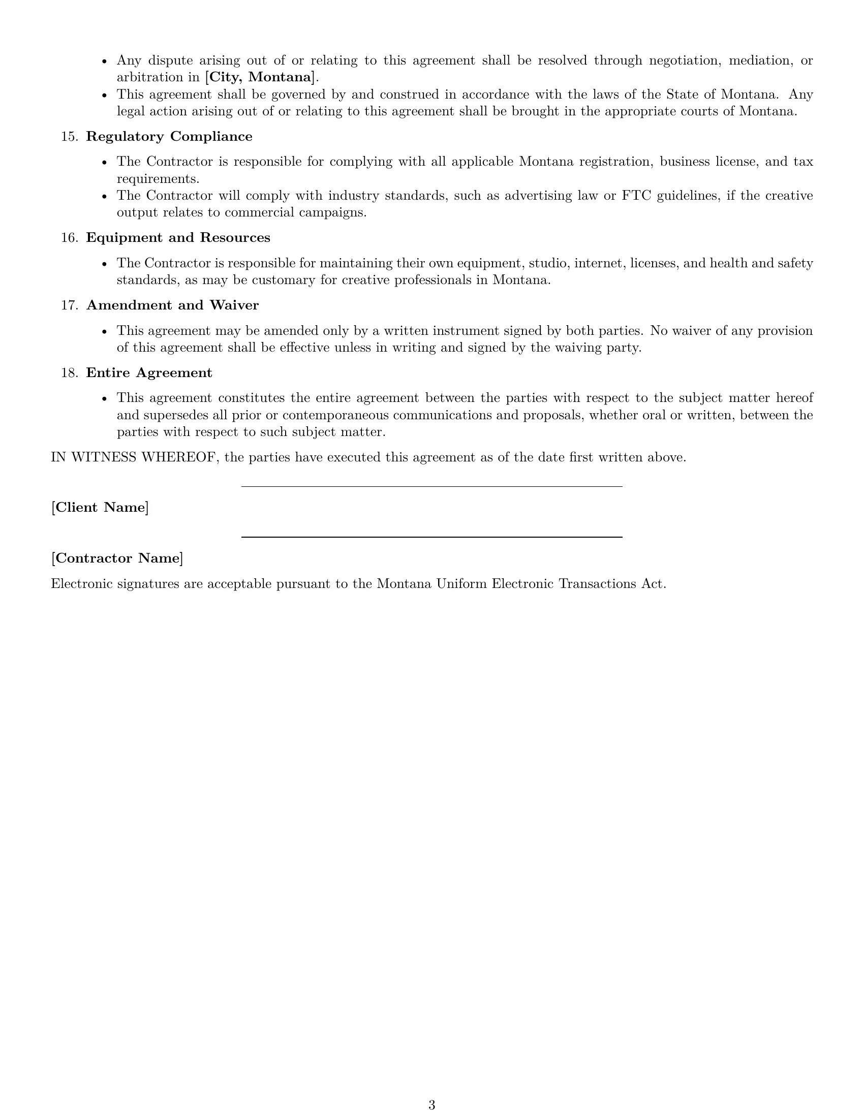 Preview page 3 of Free Montana creative independent contractor agreement template