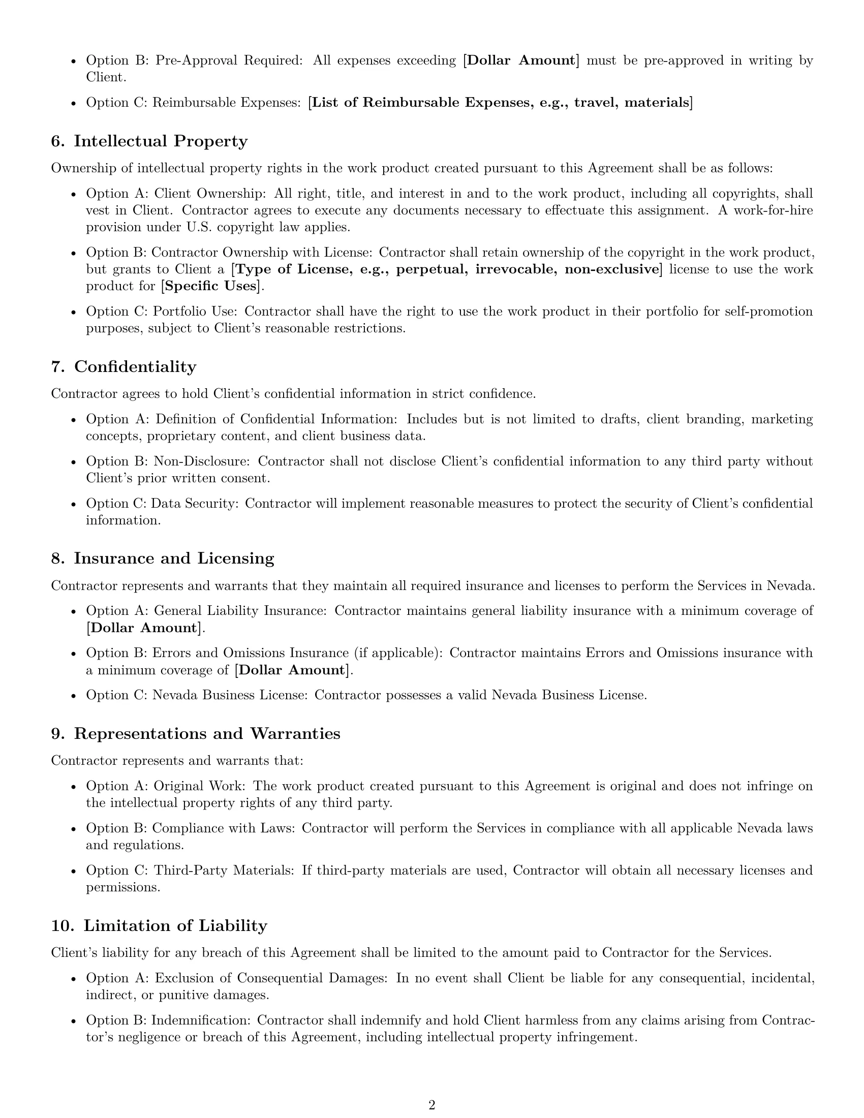 Preview page 2 of Free Nevada creative independent contractor agreement template