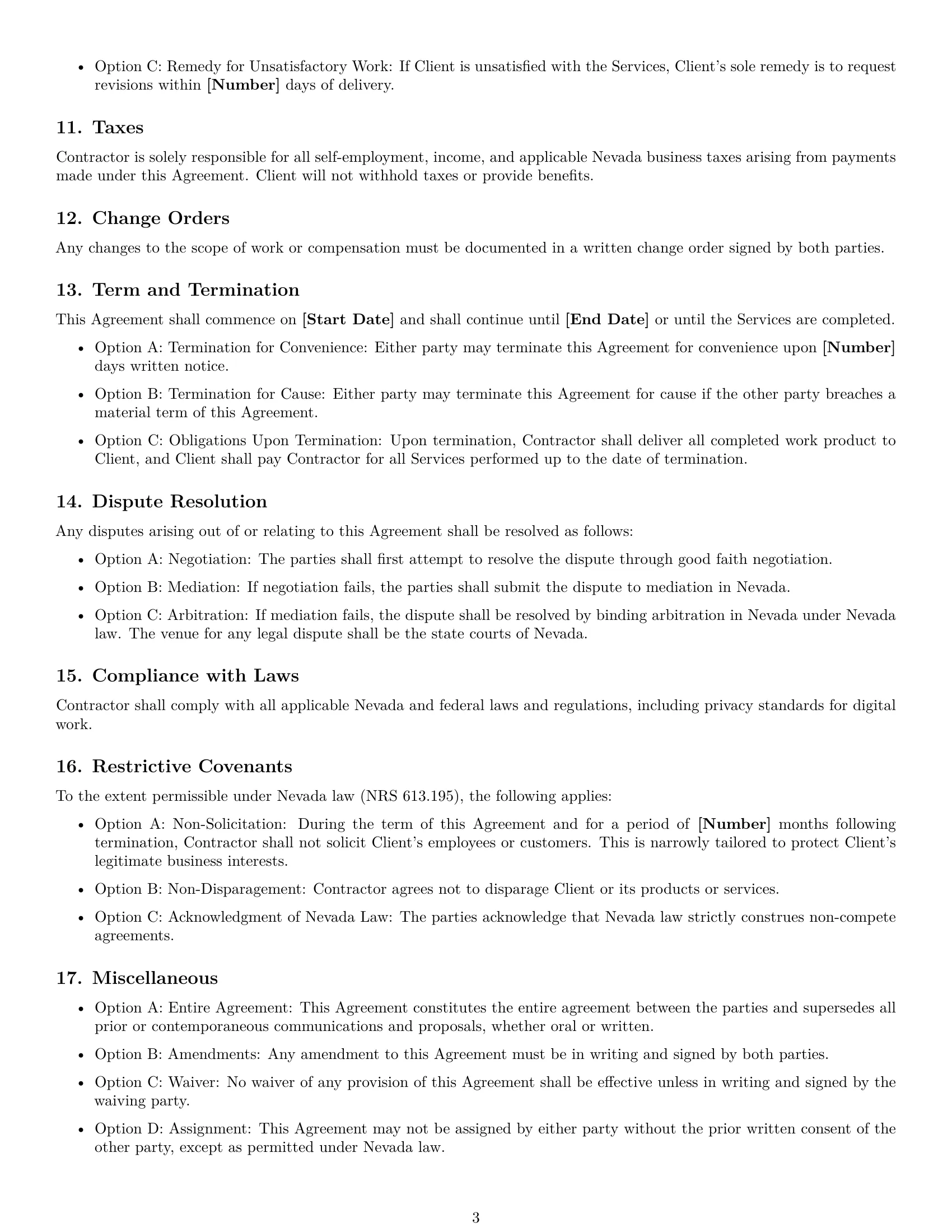 Preview page 3 of Free Nevada creative independent contractor agreement template