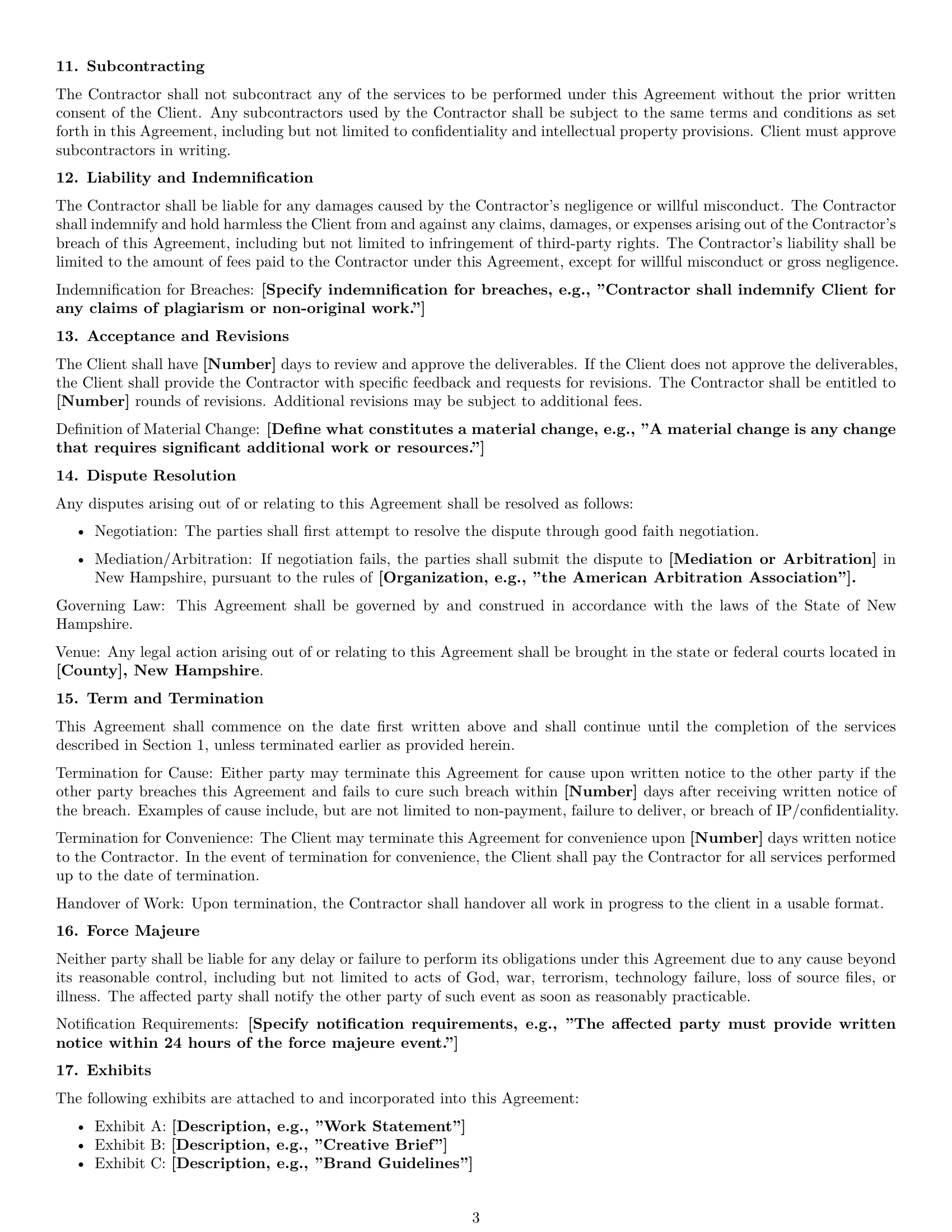 Preview page 3 of Free New Hampshire creative independent contractor agreement template
