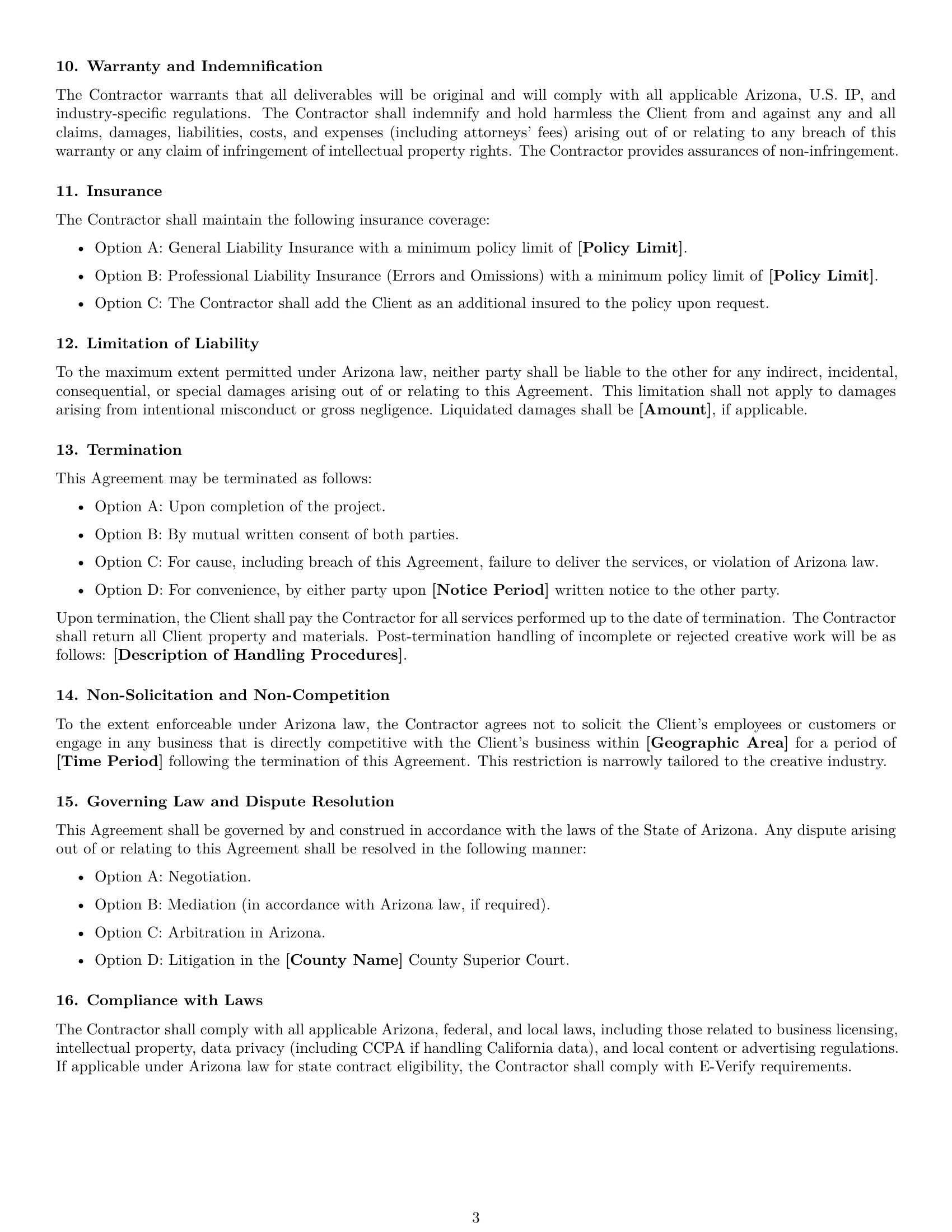 Preview page 3 of Free Arizona creative independent contractor agreement template