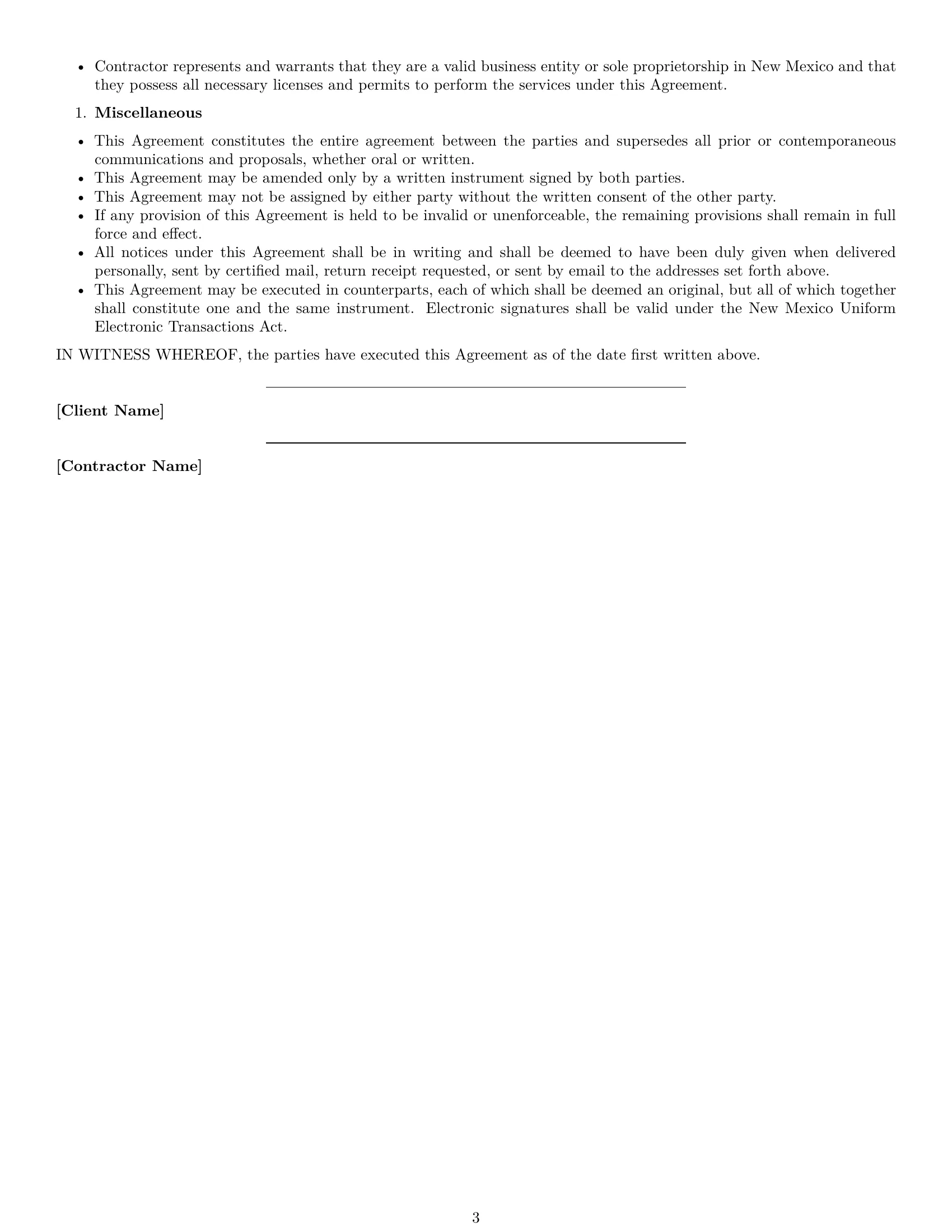 Preview page 3 of Free New Mexico creative independent contractor agreement template