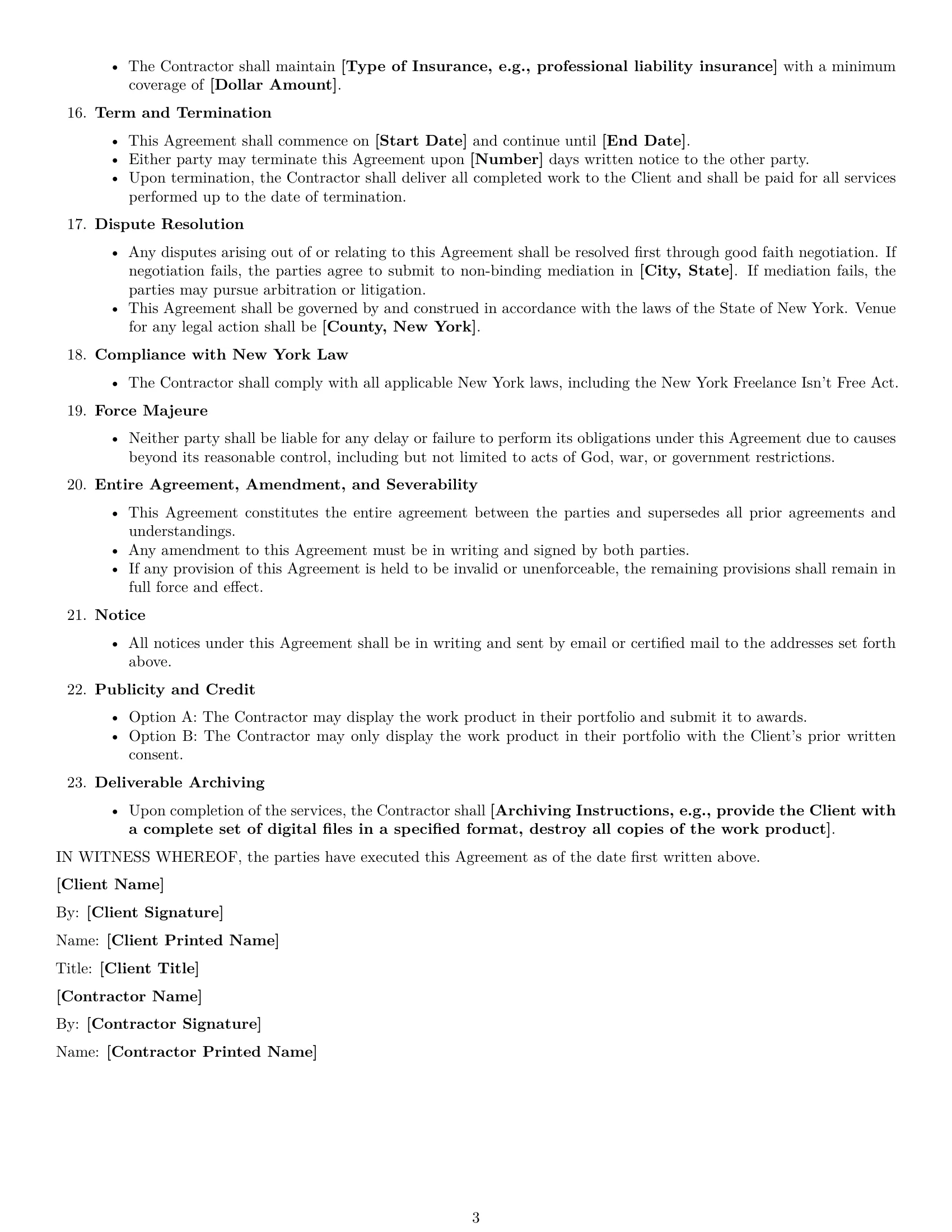 Preview page 3 of Free New York creative independent contractor agreement template