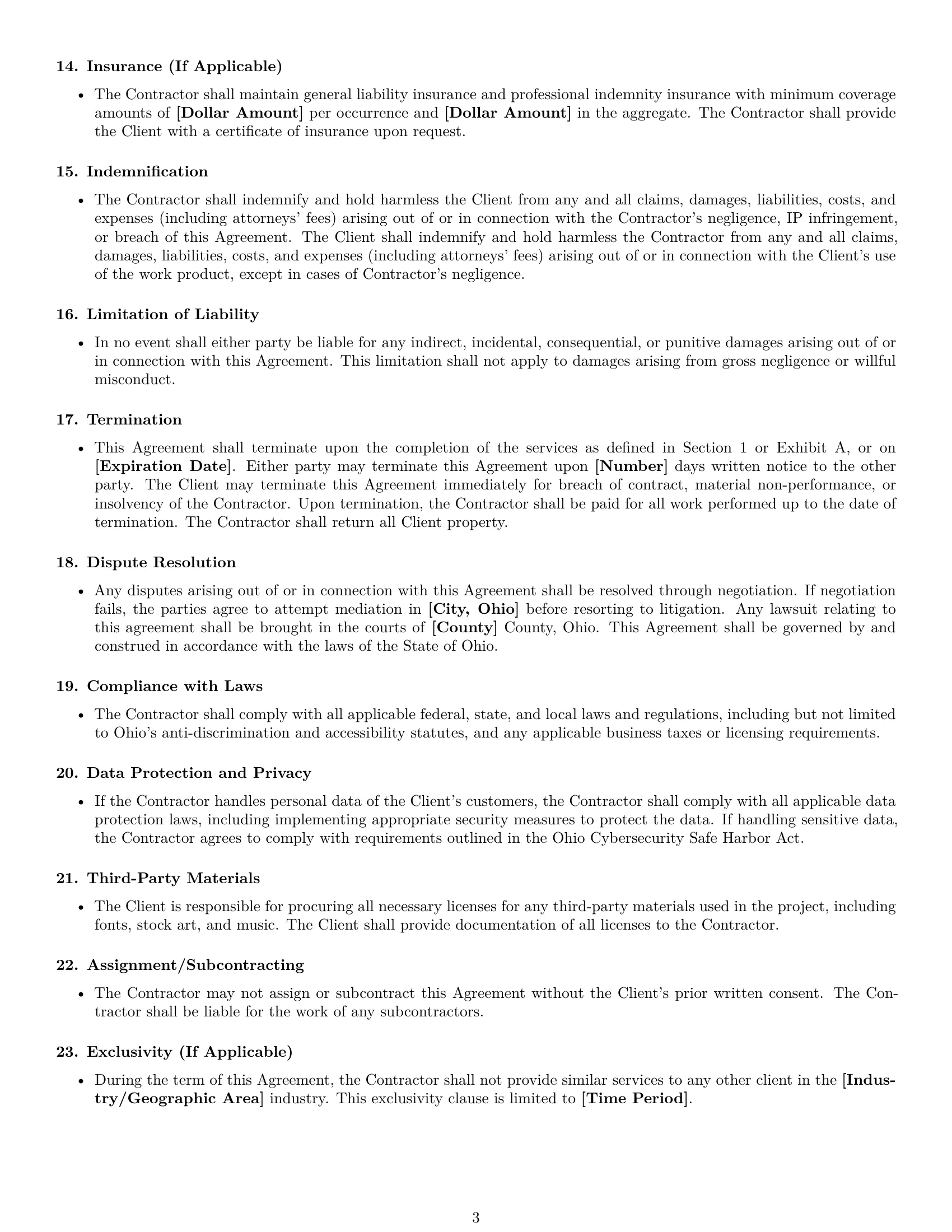 Preview page 3 of Free Ohio creative independent contractor agreement template