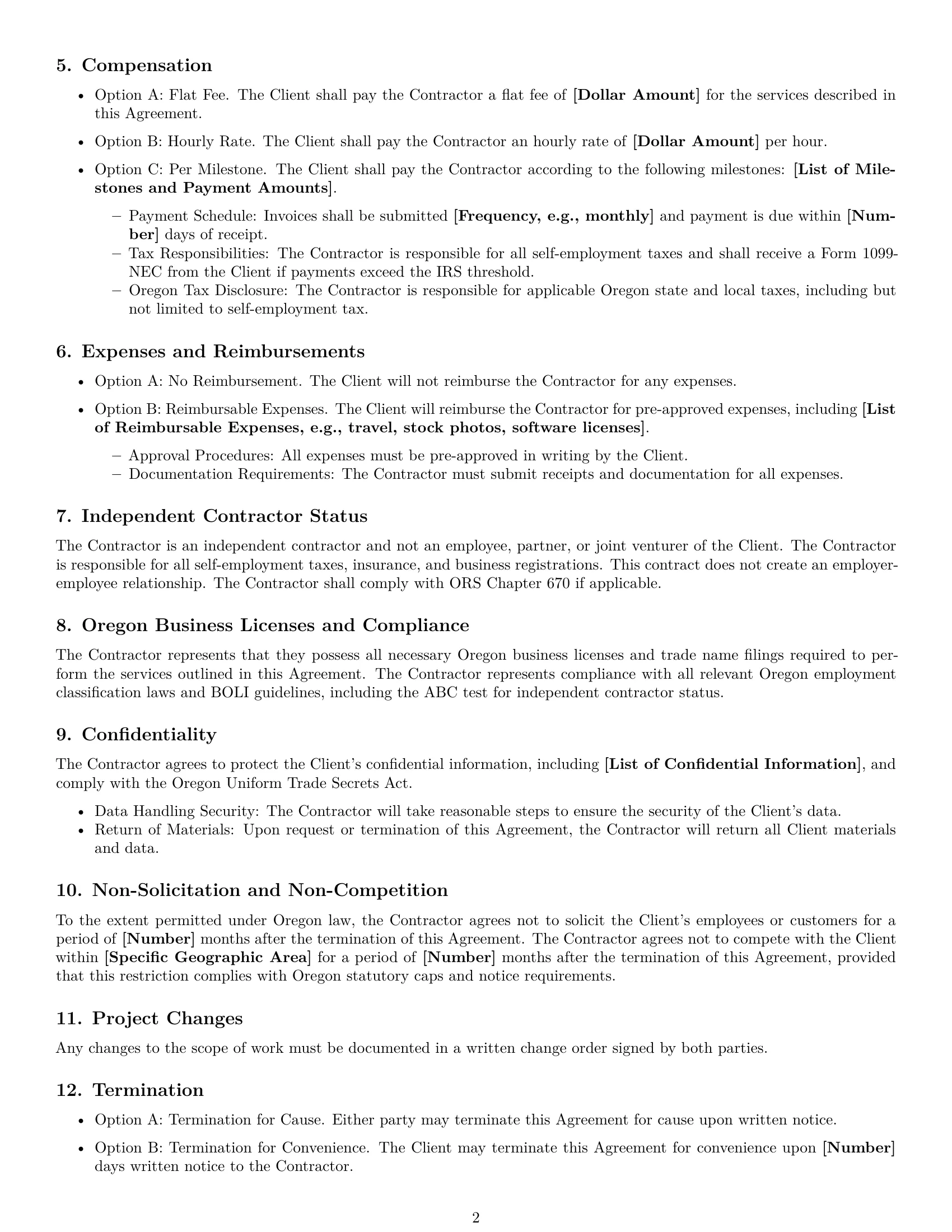 Preview page 2 of Free Oregon creative independent contractor agreement template