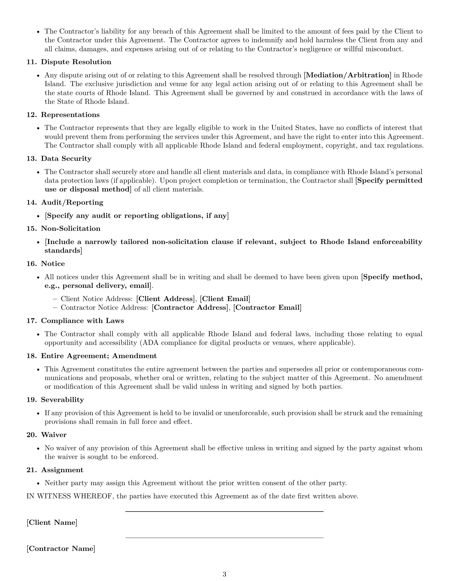 Preview page 3 of Free Rhode Island creative independent contractor agreement template