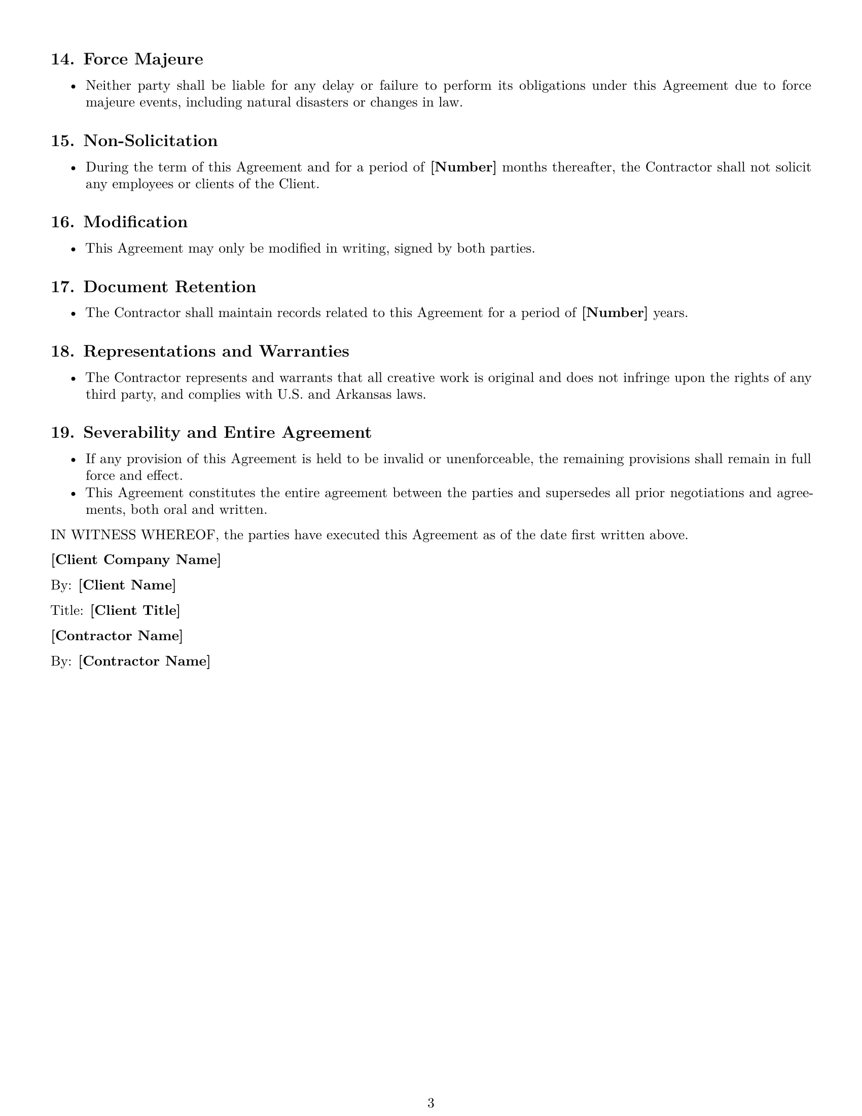 Preview page 3 of Free Arkansas creative independent contractor agreement template