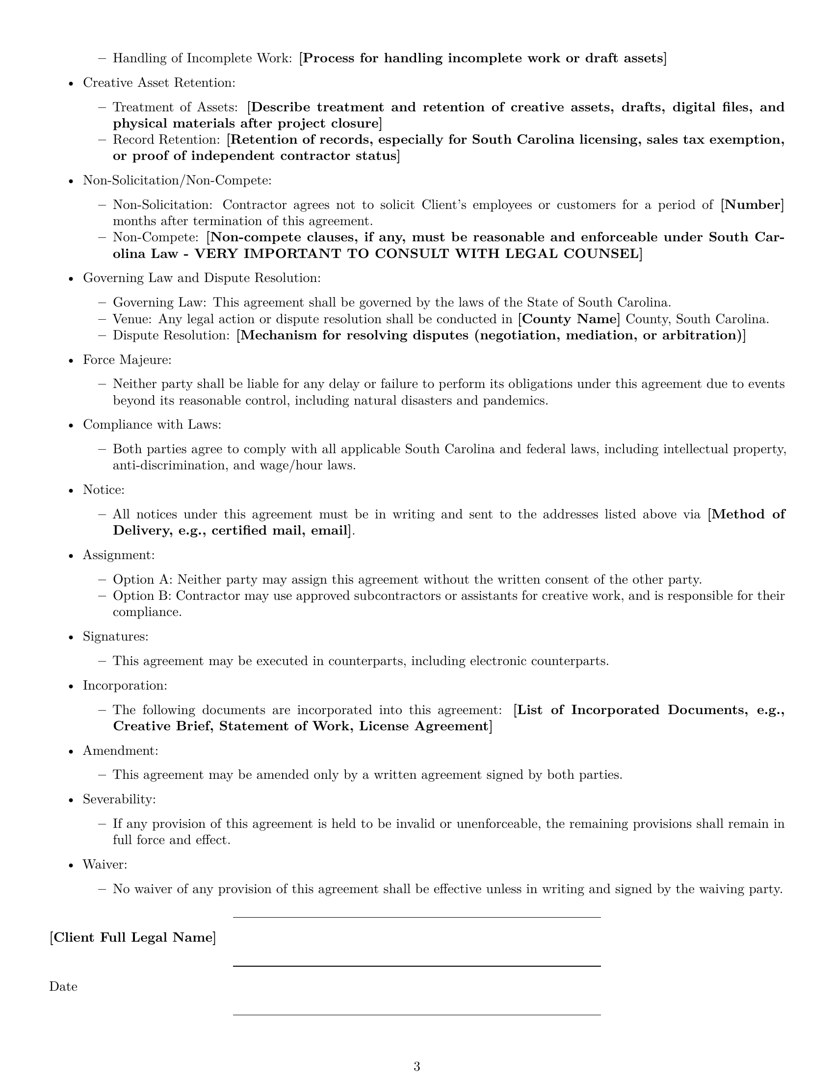 Preview page 3 of Free South Carolina creative independent contractor agreement template